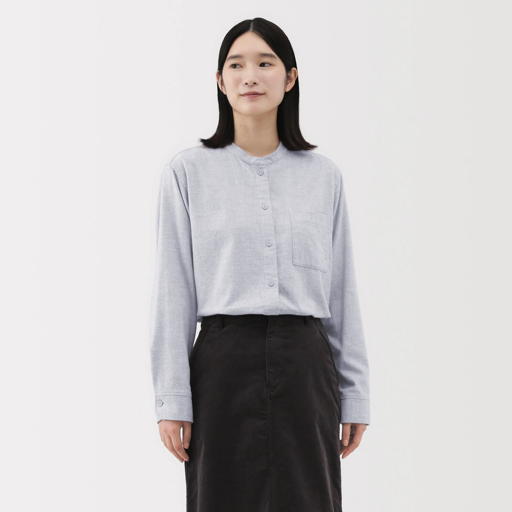 Flannel Stand Collar Shirt - Image 3