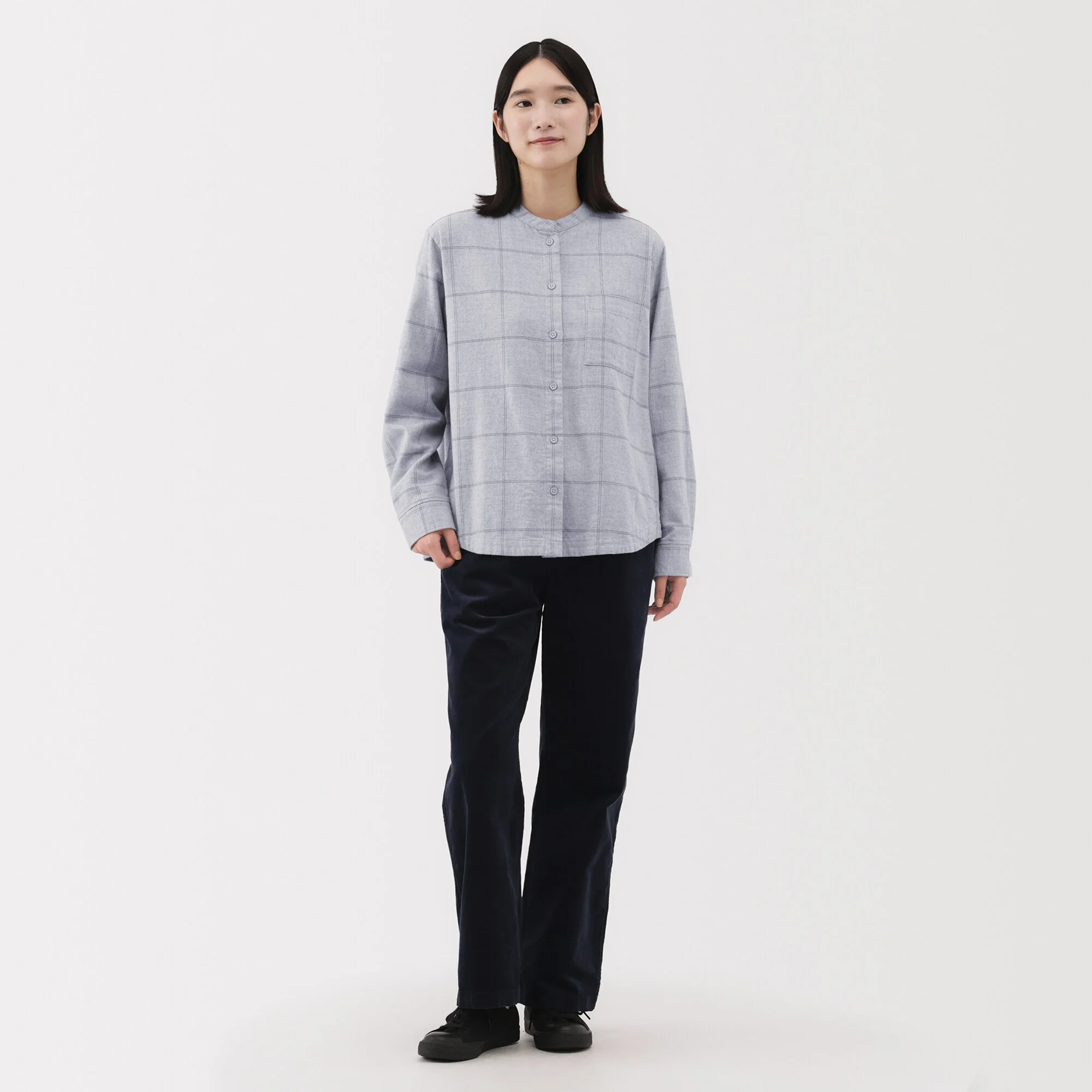 Flannel Stand Collar Shirt - Image 52