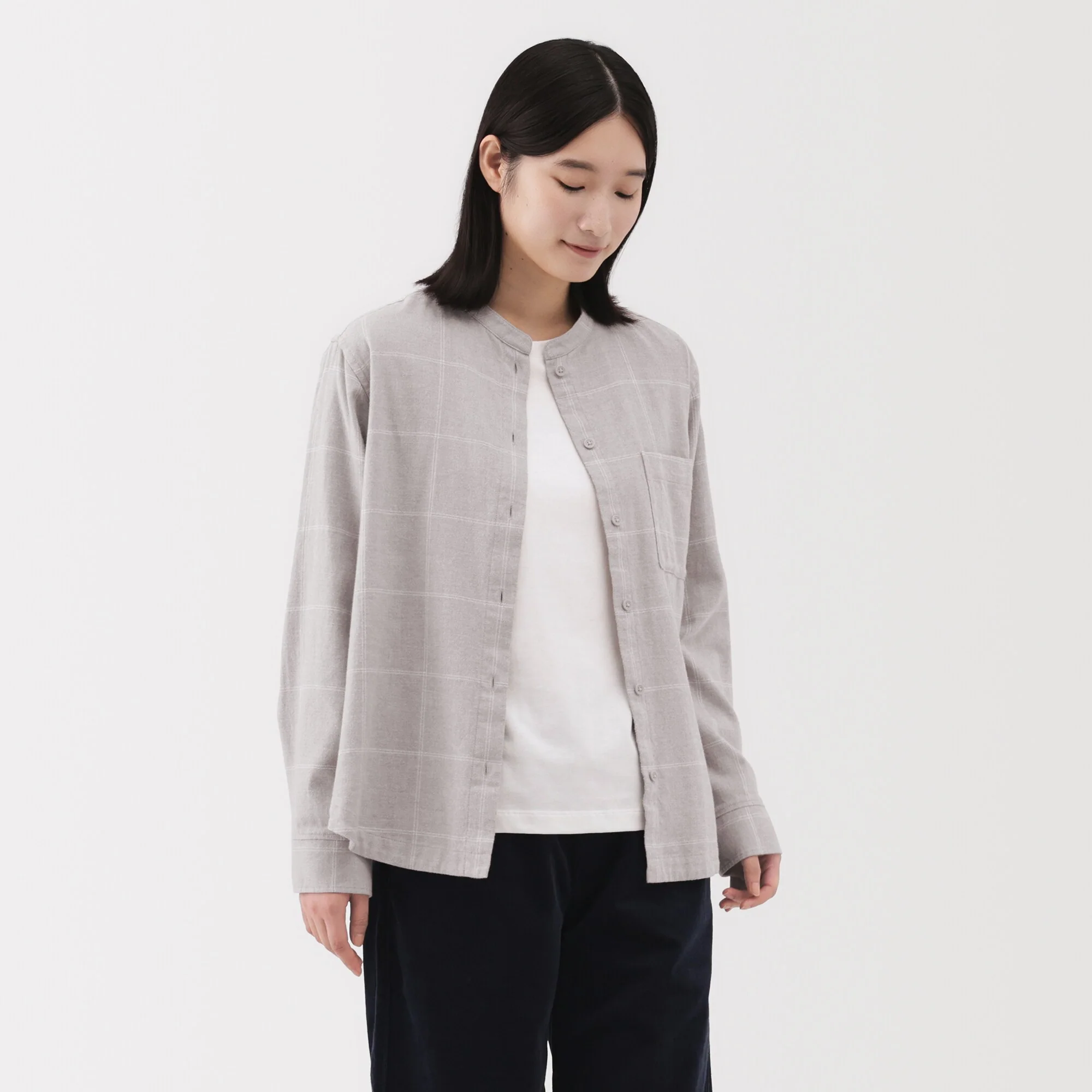 Flannel Stand Collar Shirt - Image 59