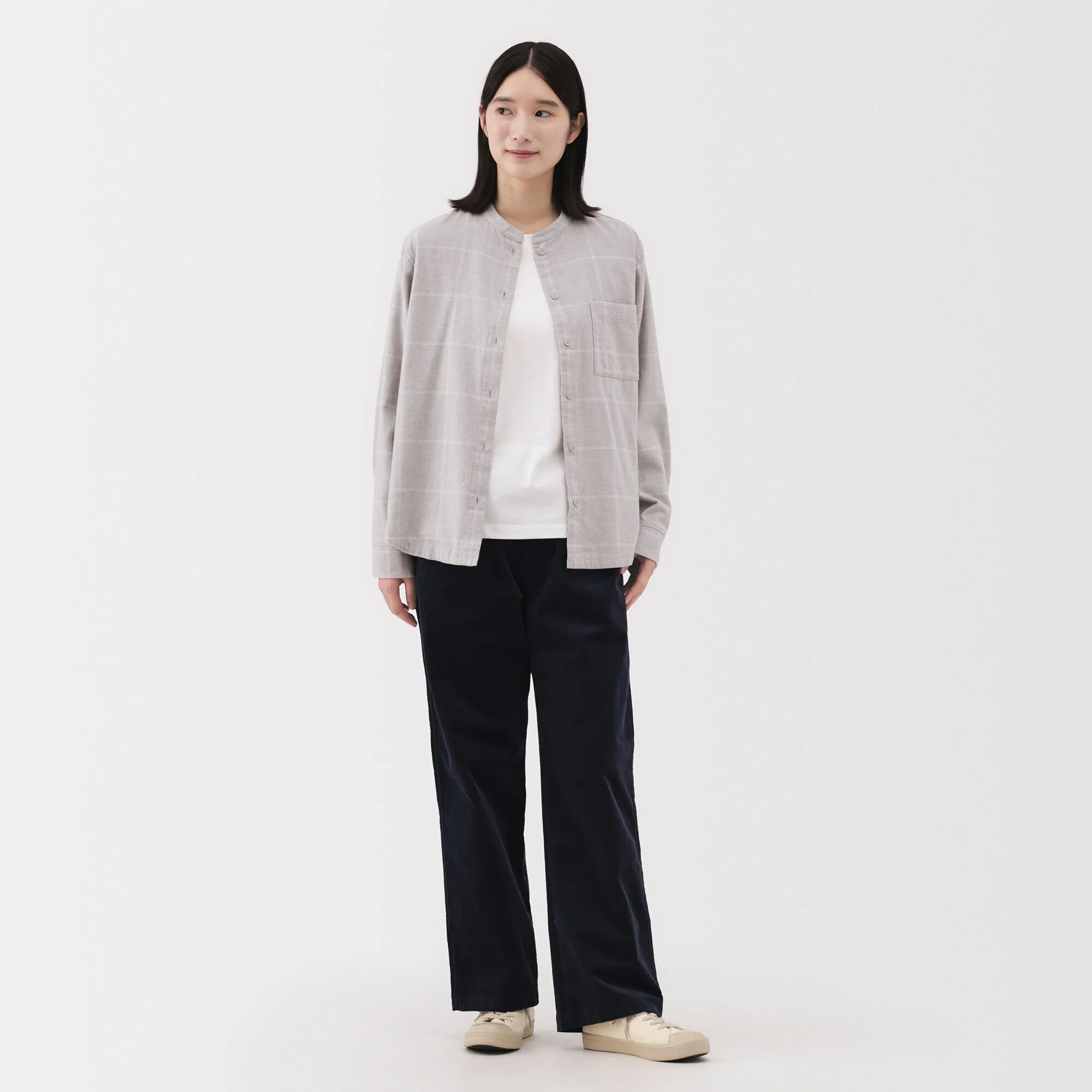 Flannel Stand Collar Shirt - Image 60