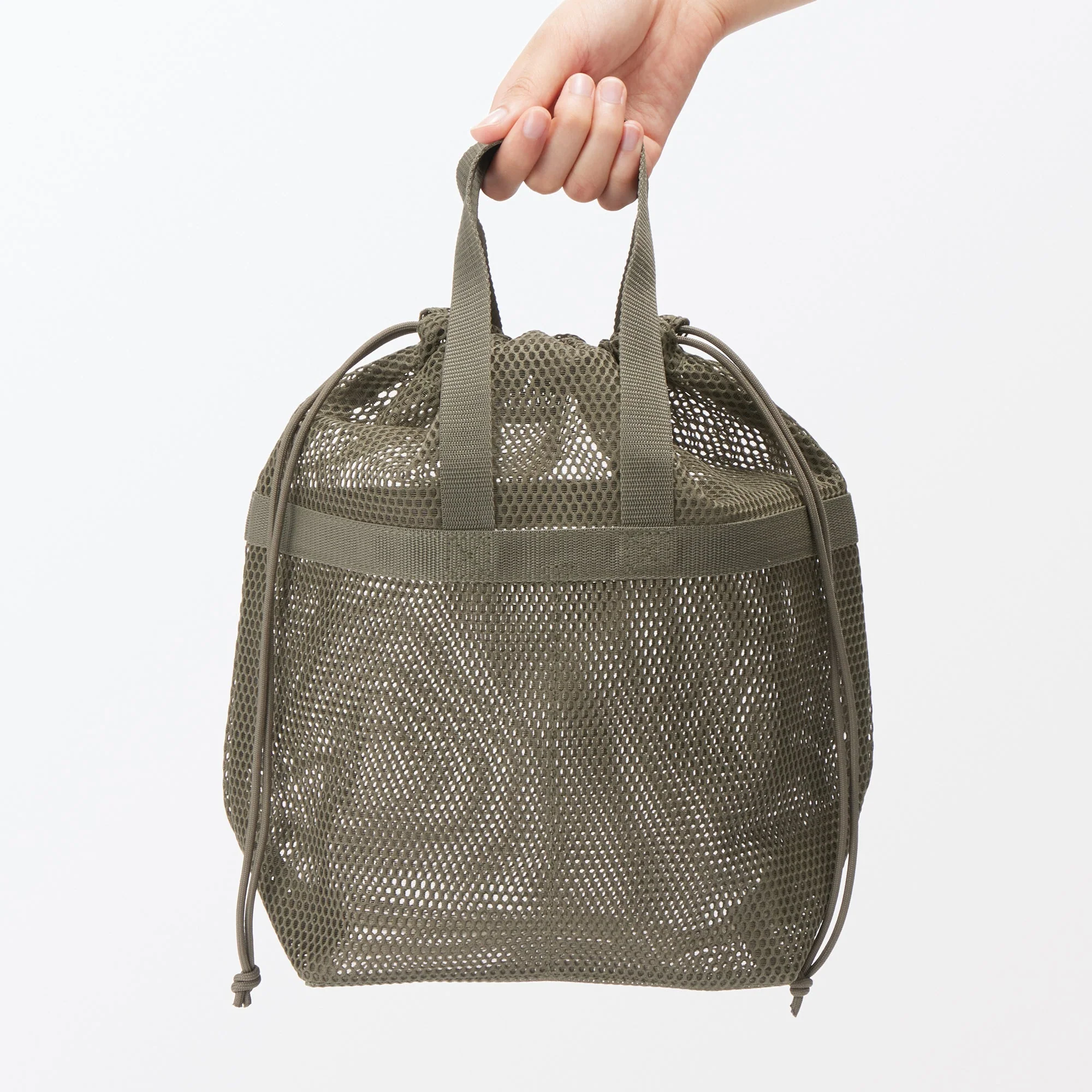 Gusset Mesh Drawstring Bag with Handle - Medium - Image 11