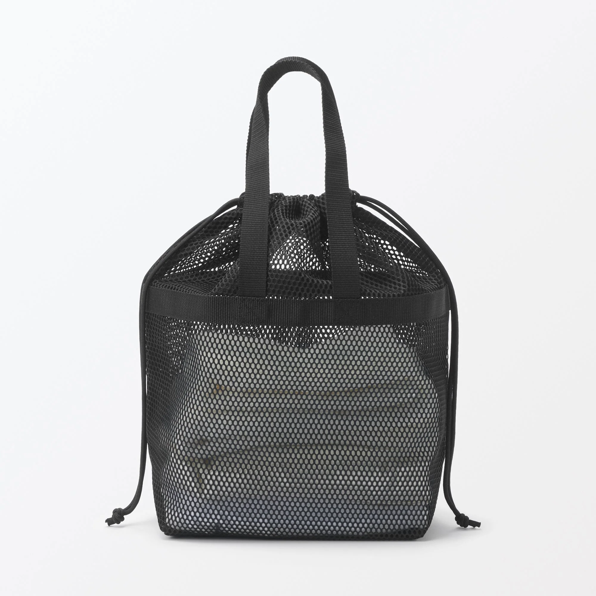 Gusset Mesh Drawstring Bag with Handle - Medium - Image 4