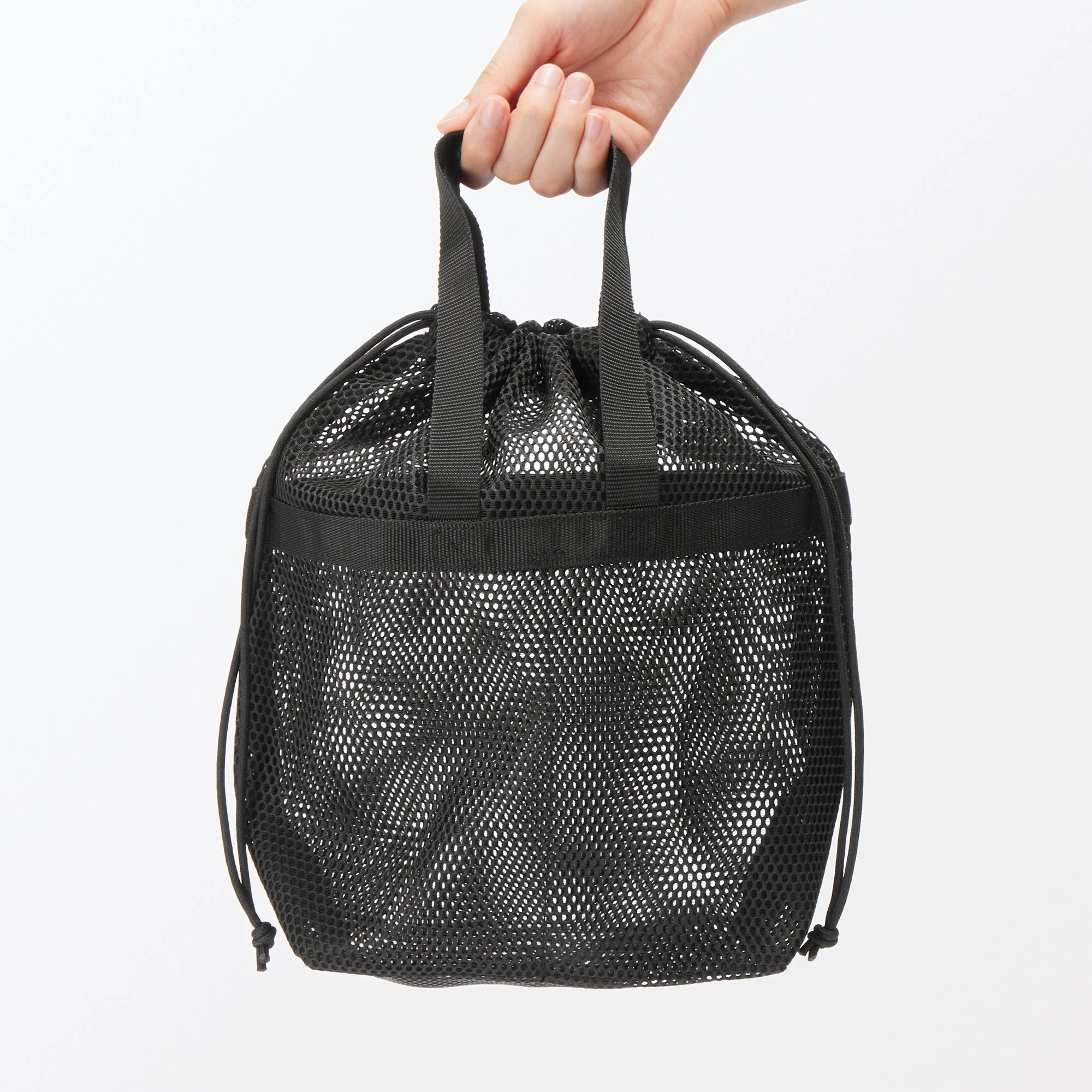 Gusset Mesh Drawstring Bag with Handle - Medium - Image 5