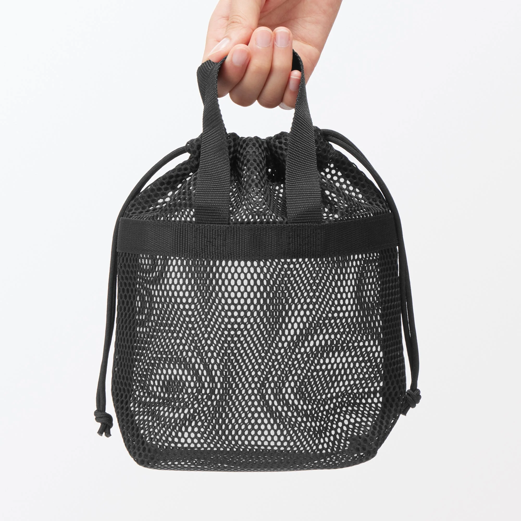 Gusset Mesh Drawstring Bag with Handle - Small - Image 11