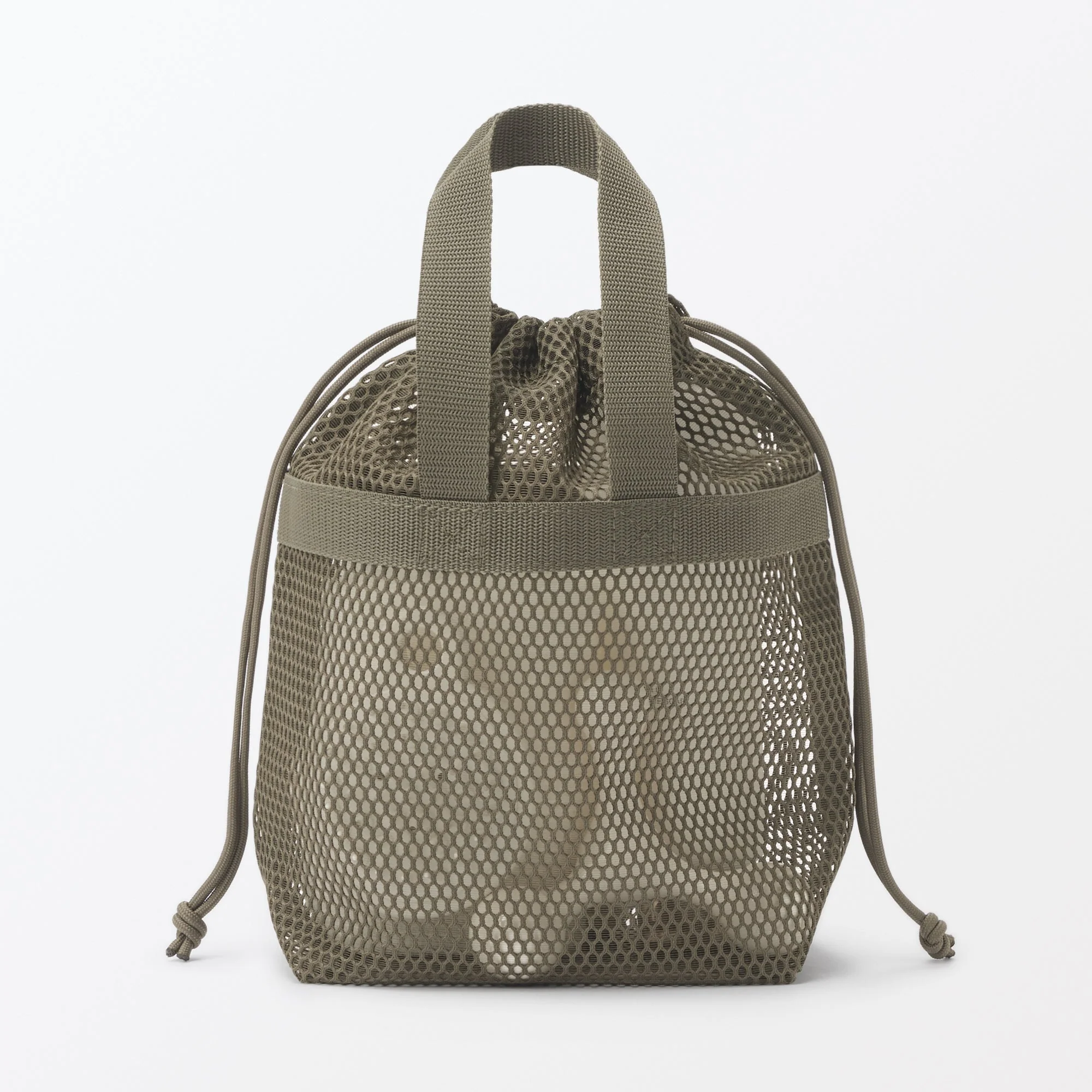 Gusset Mesh Drawstring Bag with Handle - Small - Image 4