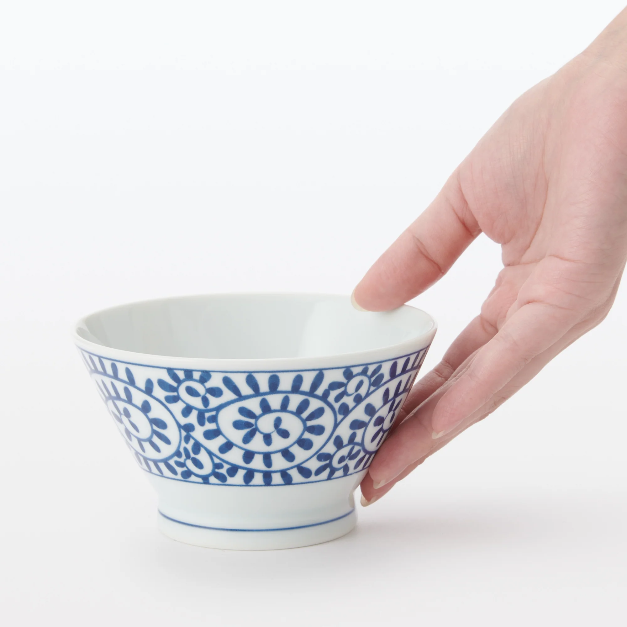 Hasami Ware Rice Bowl - Arabesque Pattern - Image 2