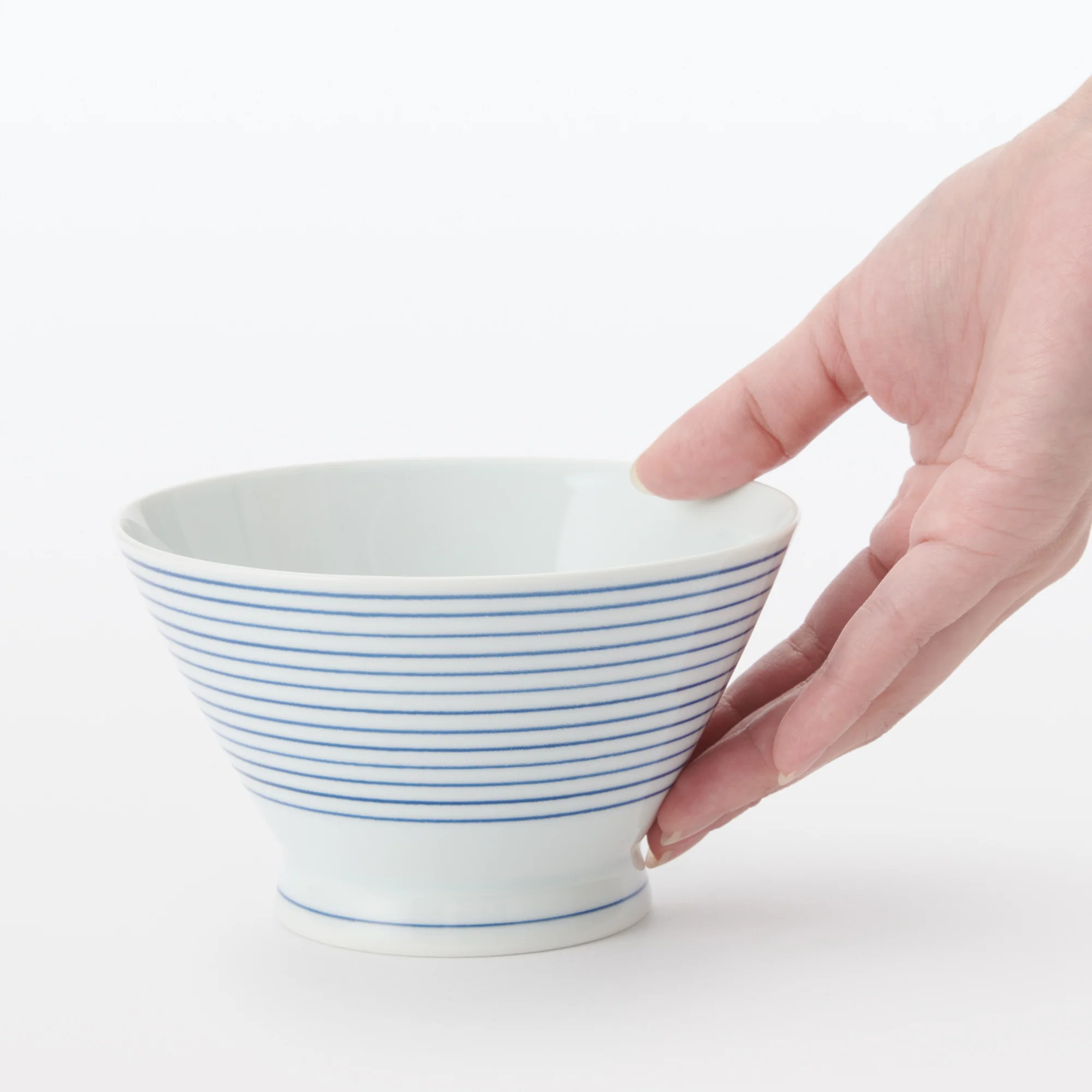 Hasami Ware Rice Bowl - Horizontal Stripes Pattern - Image 15