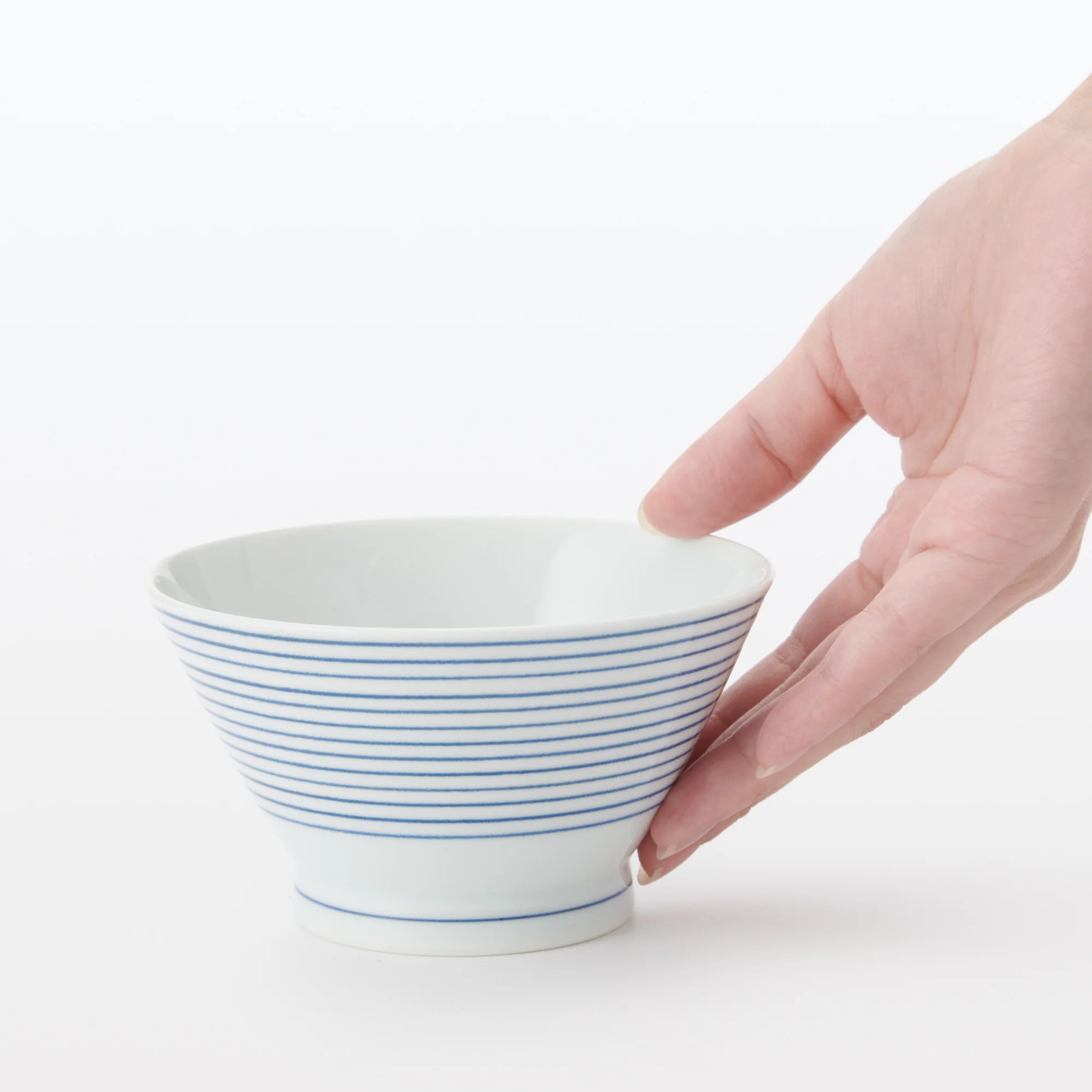 Hasami Ware Rice Bowl - Horizontal Stripes Pattern - Image 2