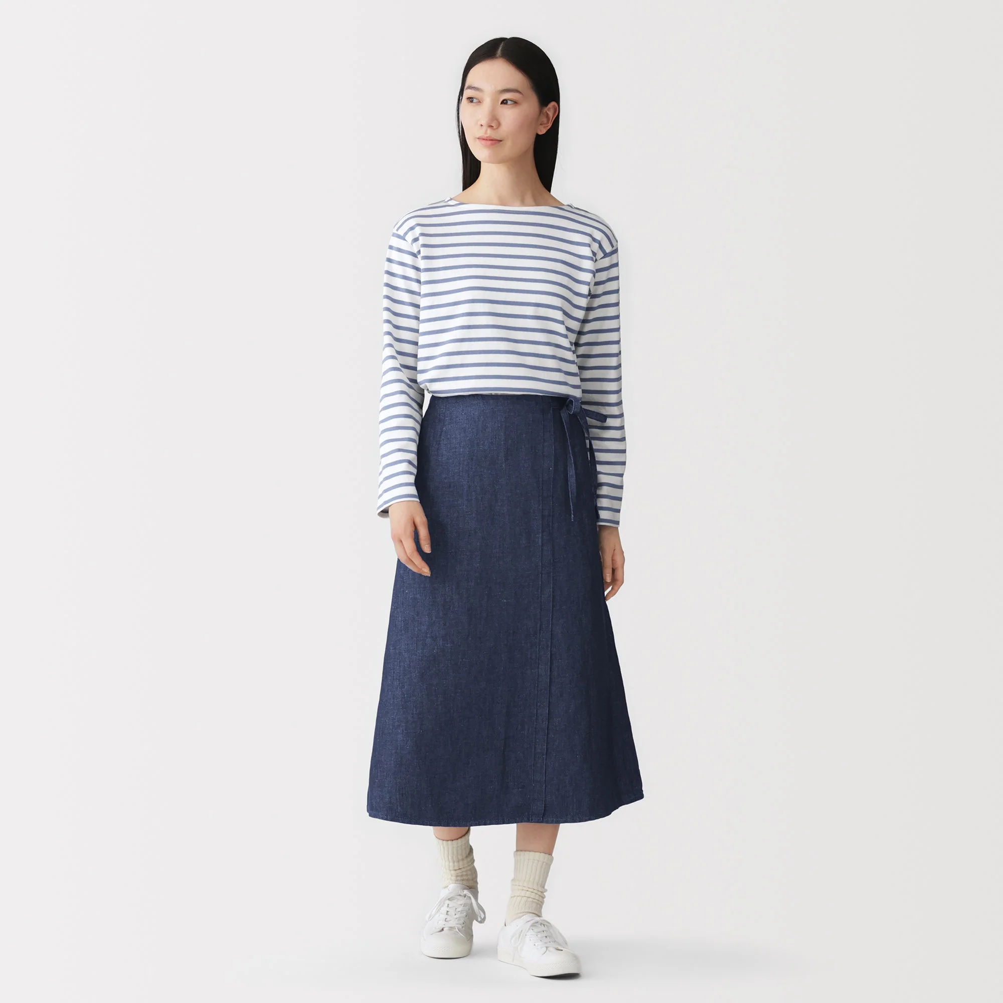 Hemp Blend Denim Wrap Skirt
