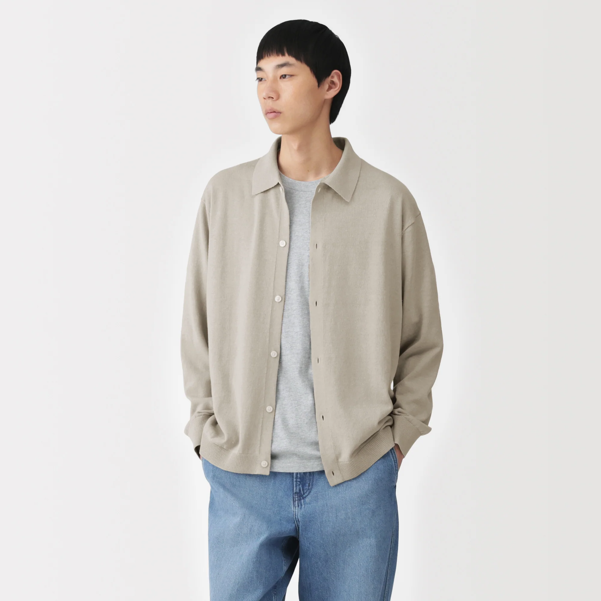Hemp Blend Knit Shirt Cardigan - Image 17