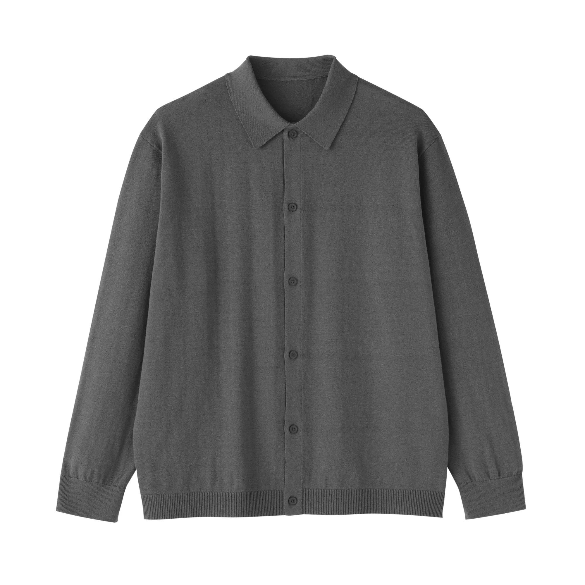 Hemp Blend Knit Shirt Cardigan - Image 2