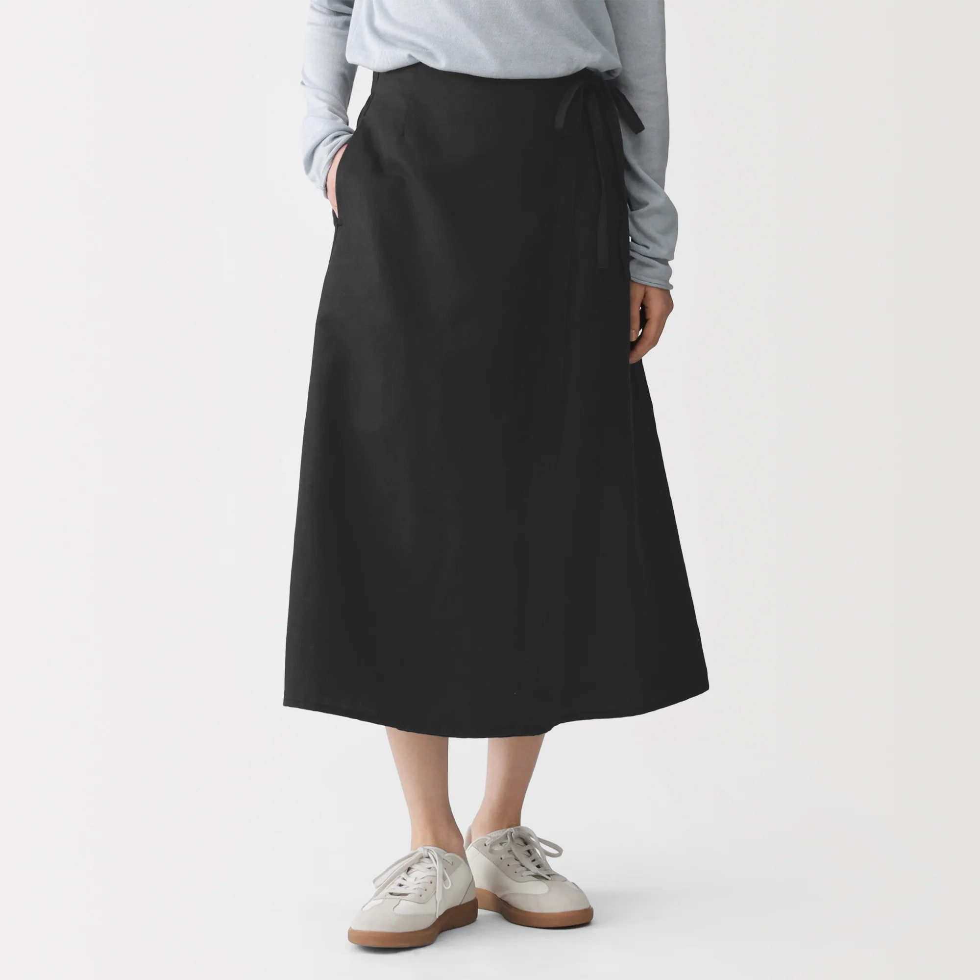 Hemp Blend Twill Wrap Skirt - Image 4