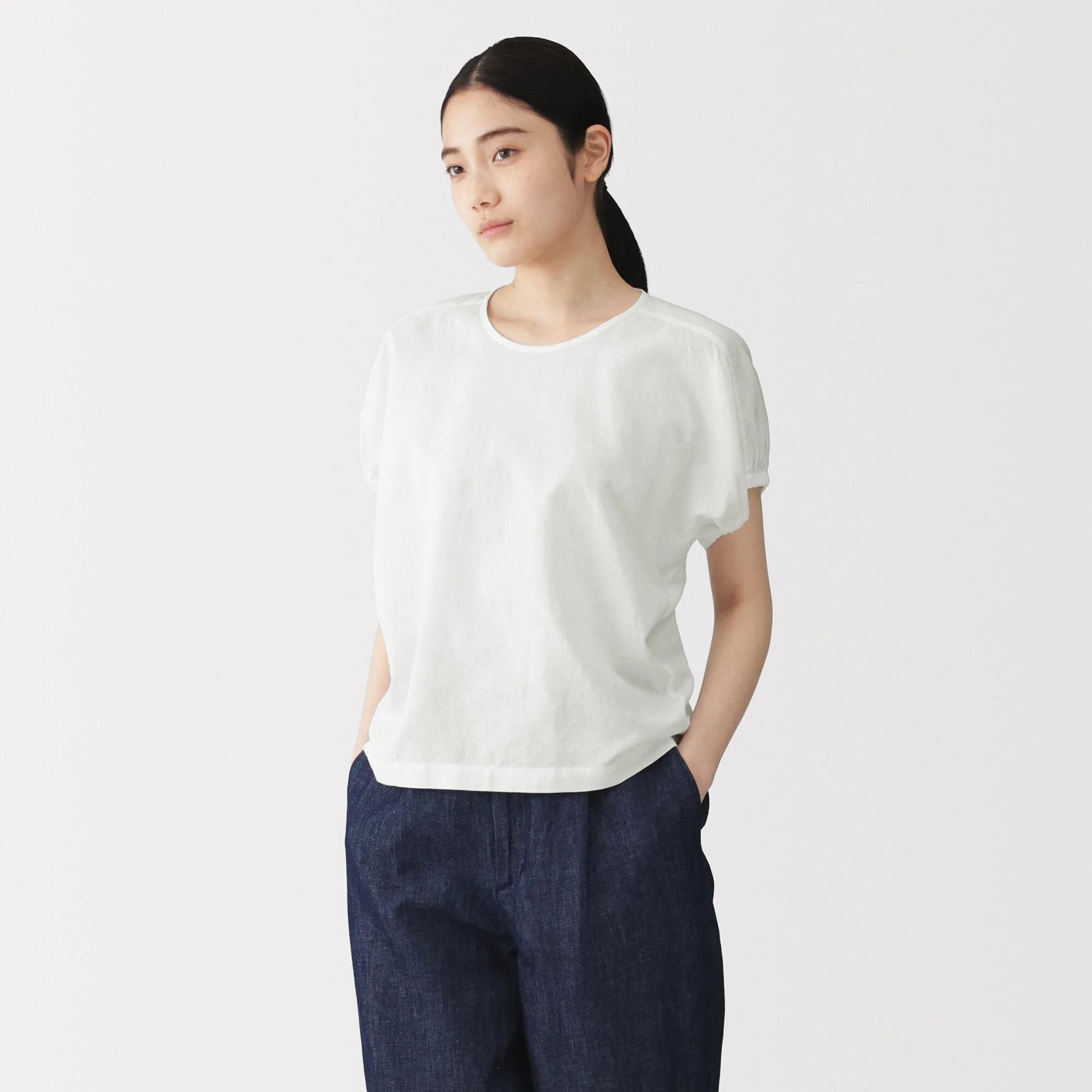 Hemp Cotton Gather Sleeve Blouse - Image 12