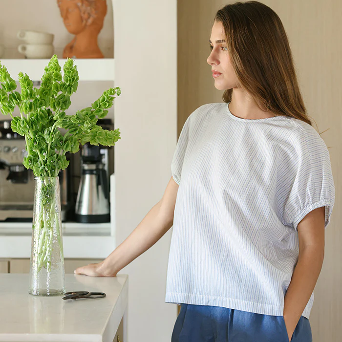 Hemp Cotton Gather Sleeve Blouse - Image 30