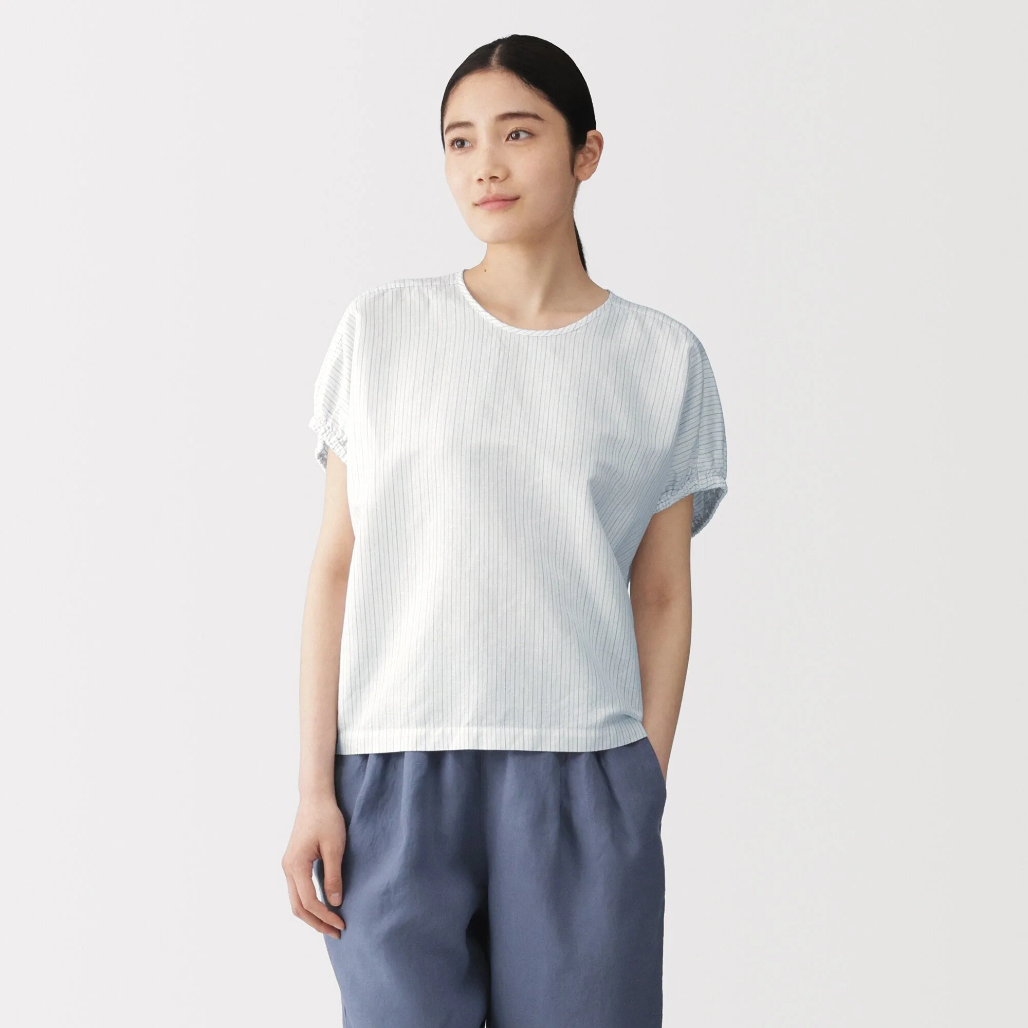 Hemp Cotton Gather Sleeve Blouse - Image 31