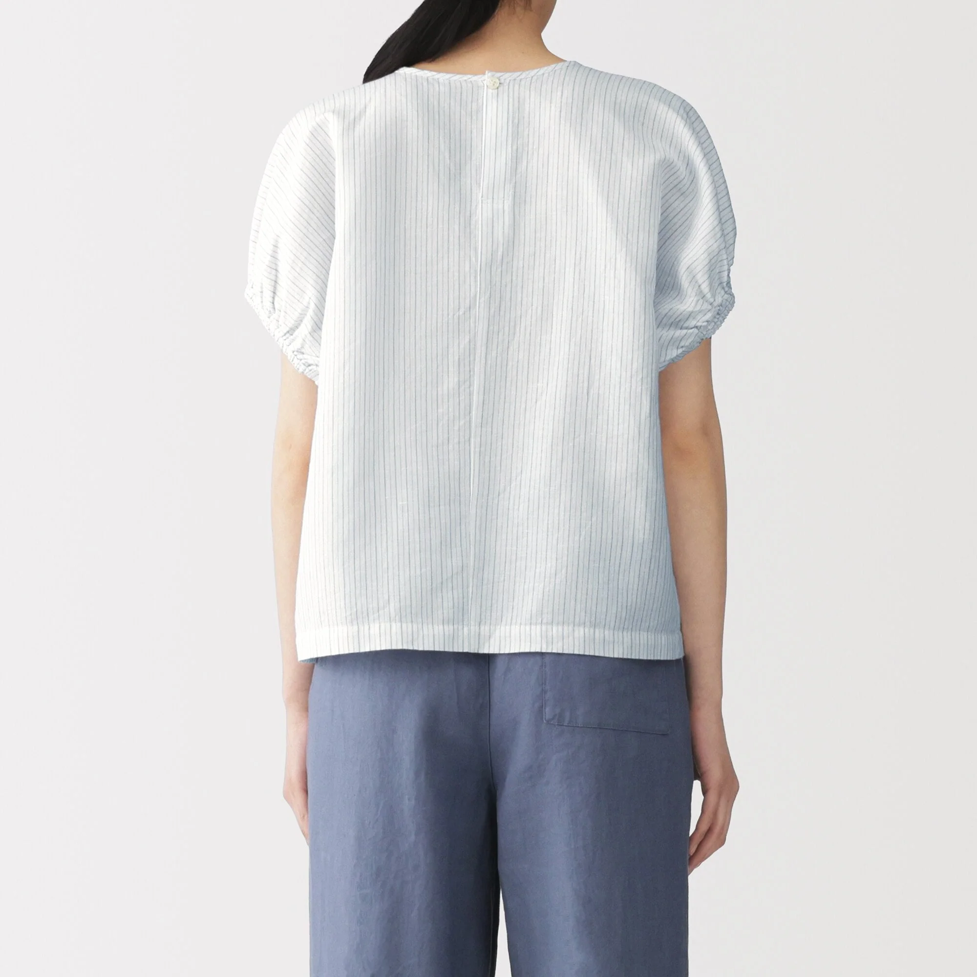 Hemp Cotton Gather Sleeve Blouse - Image 6