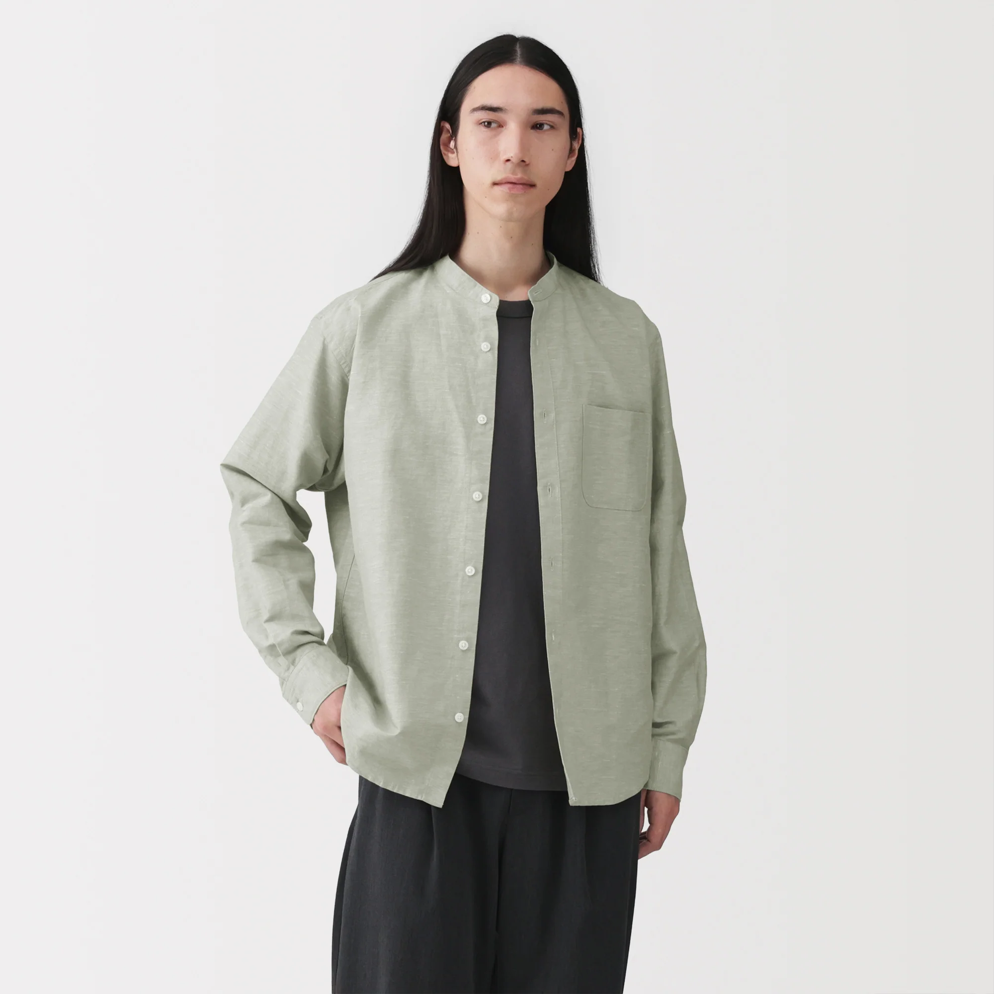 Hemp Cotton Stand Collar Shirt - Image 21