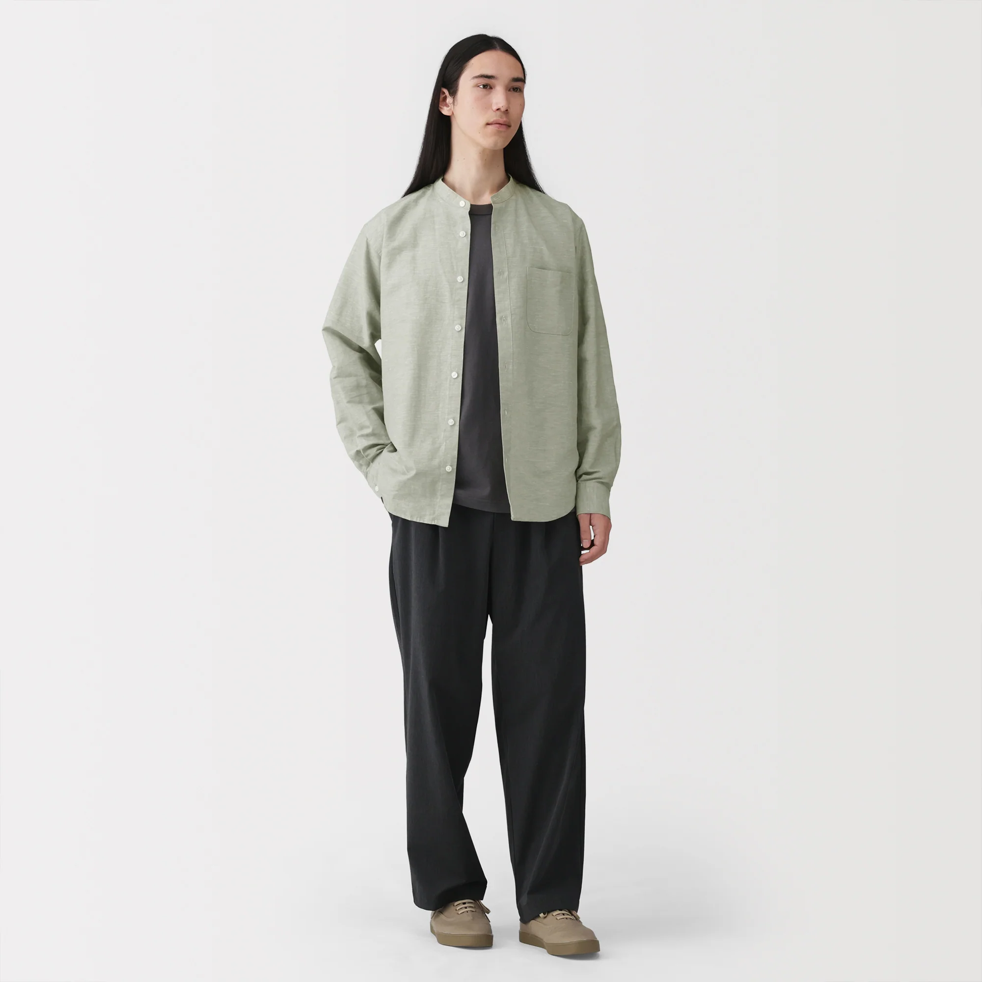 Hemp Cotton Stand Collar Shirt - Image 22
