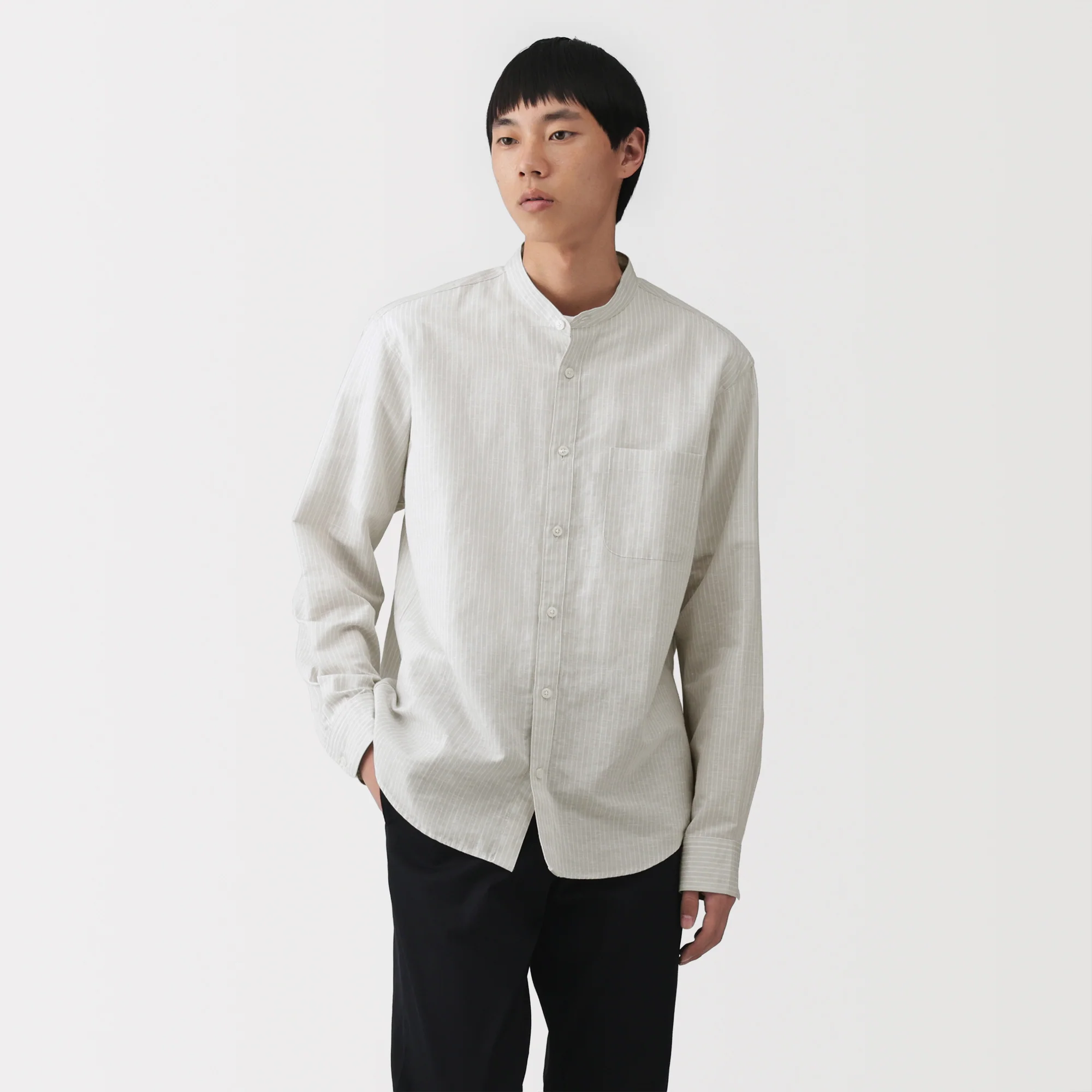 Hemp Cotton Stand Collar Shirt - Image 30
