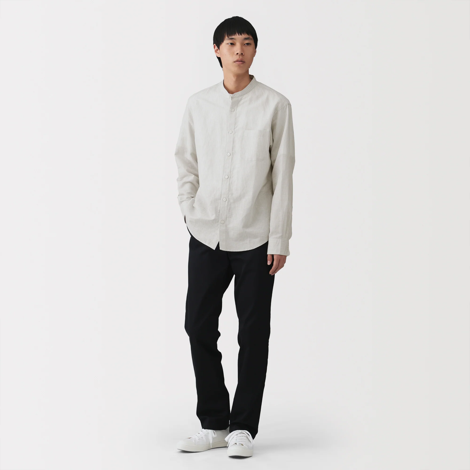 Hemp Cotton Stand Collar Shirt - Image 31