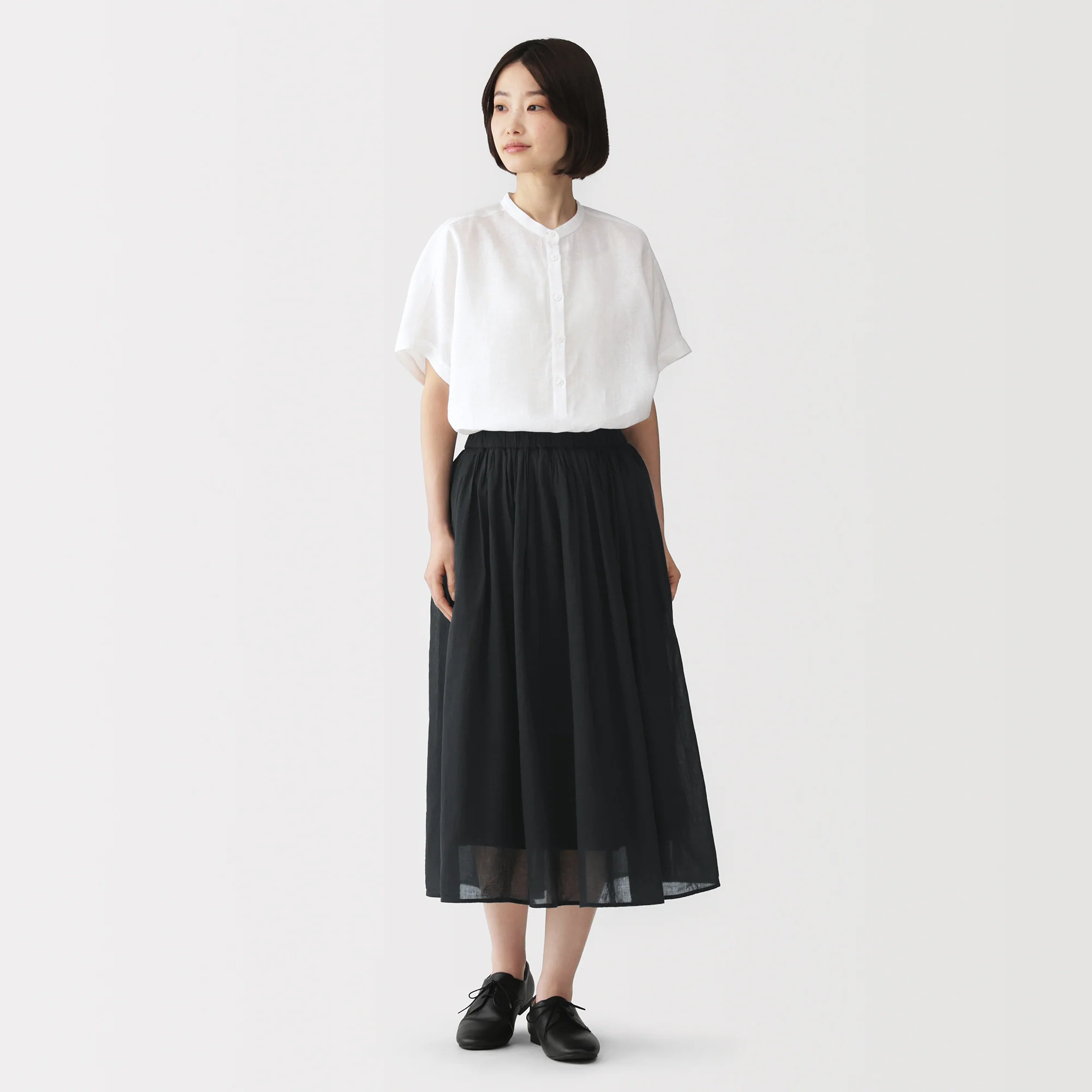 High-Twist Cotton Gathered Skirt - Image 4