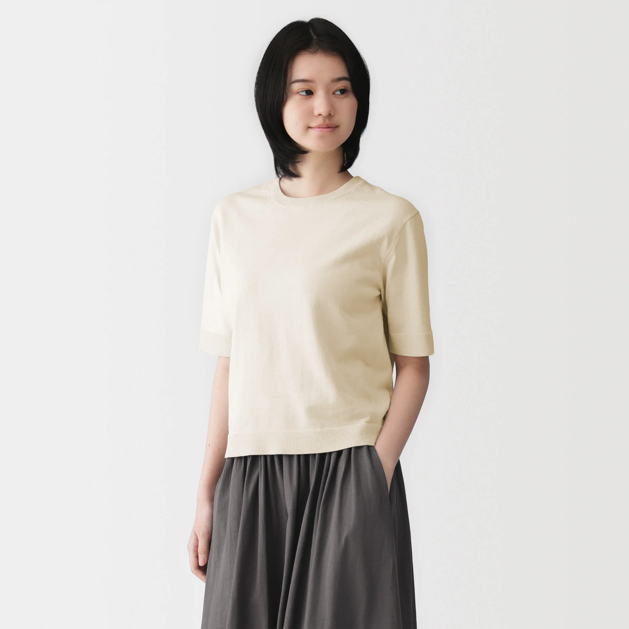 High-Twist Cotton Half Sleeve Sweater - Image 27