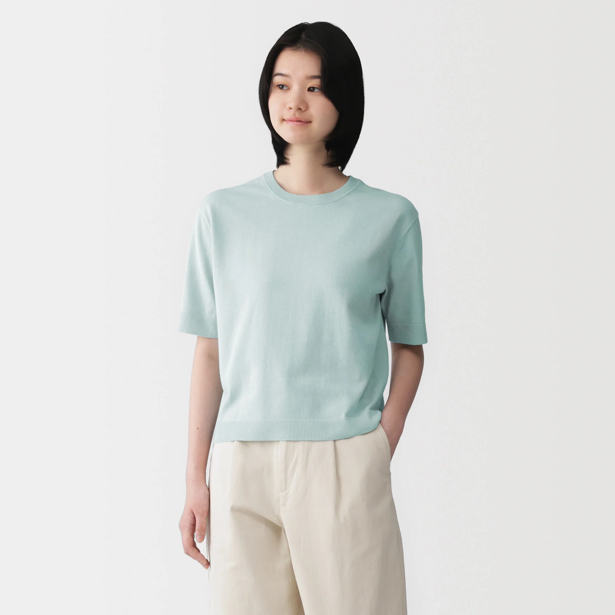 High-Twist Cotton Half Sleeve Sweater - Image 3