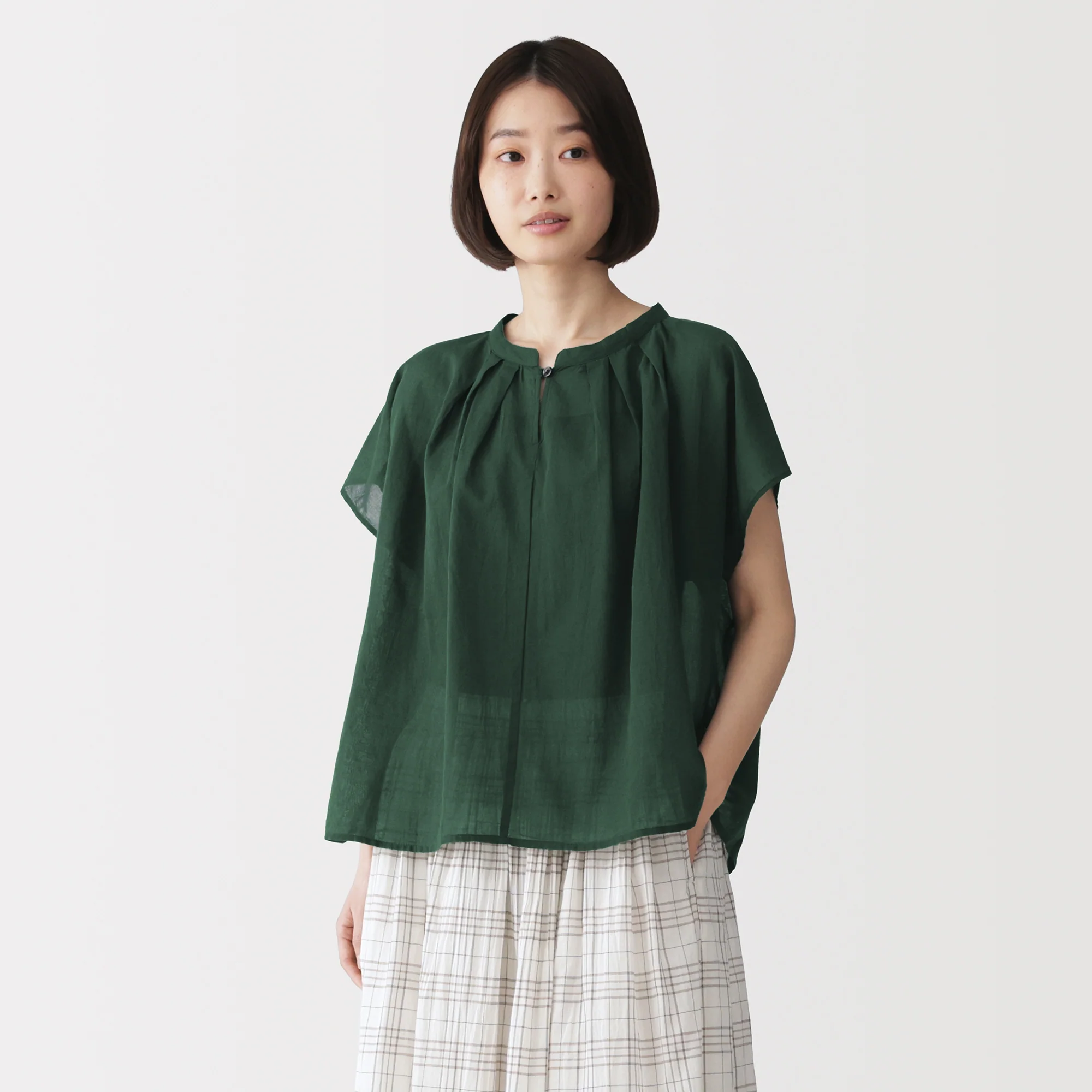 High-Twist Cotton Sheer Blouse