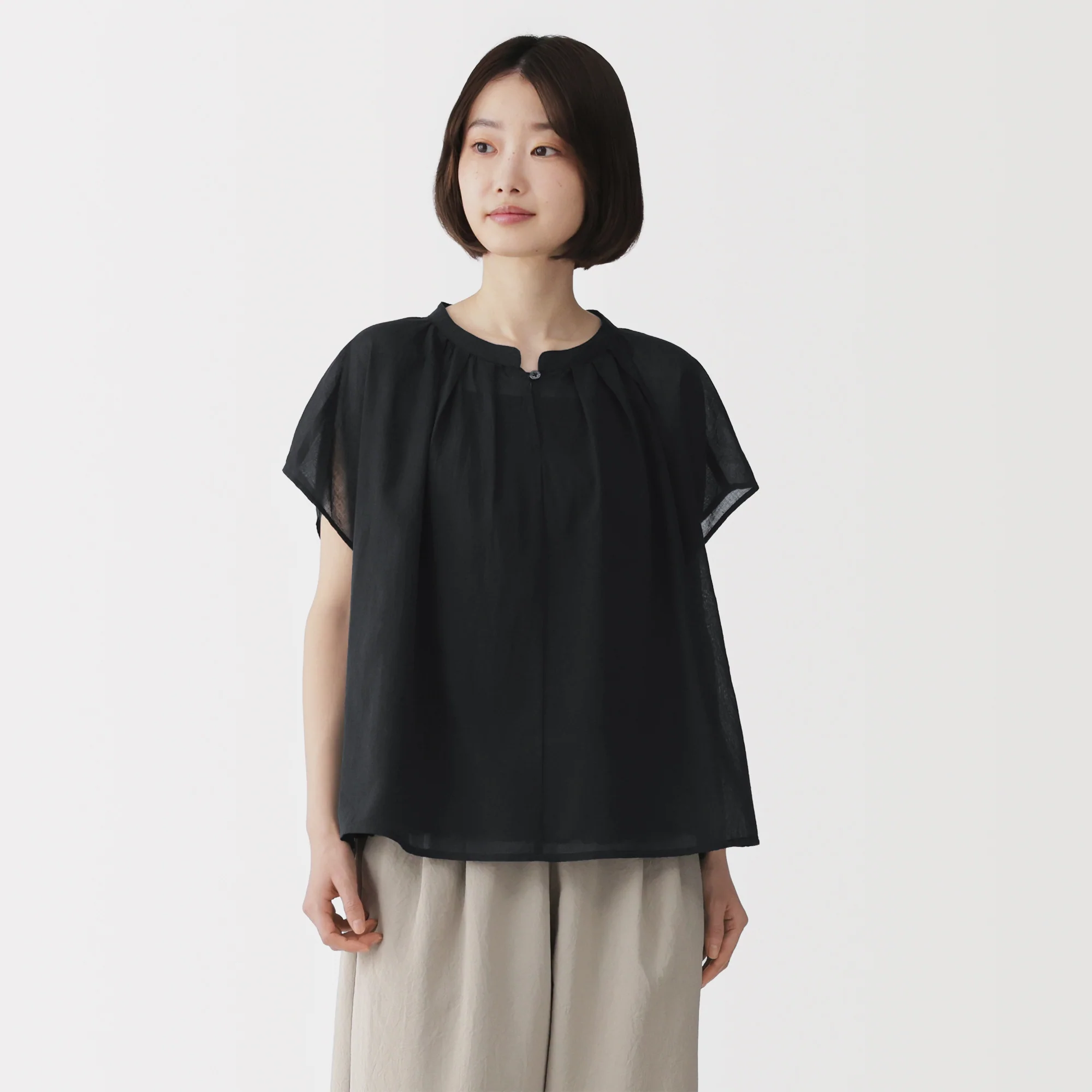 High-Twist Cotton Sheer Blouse - Image 11