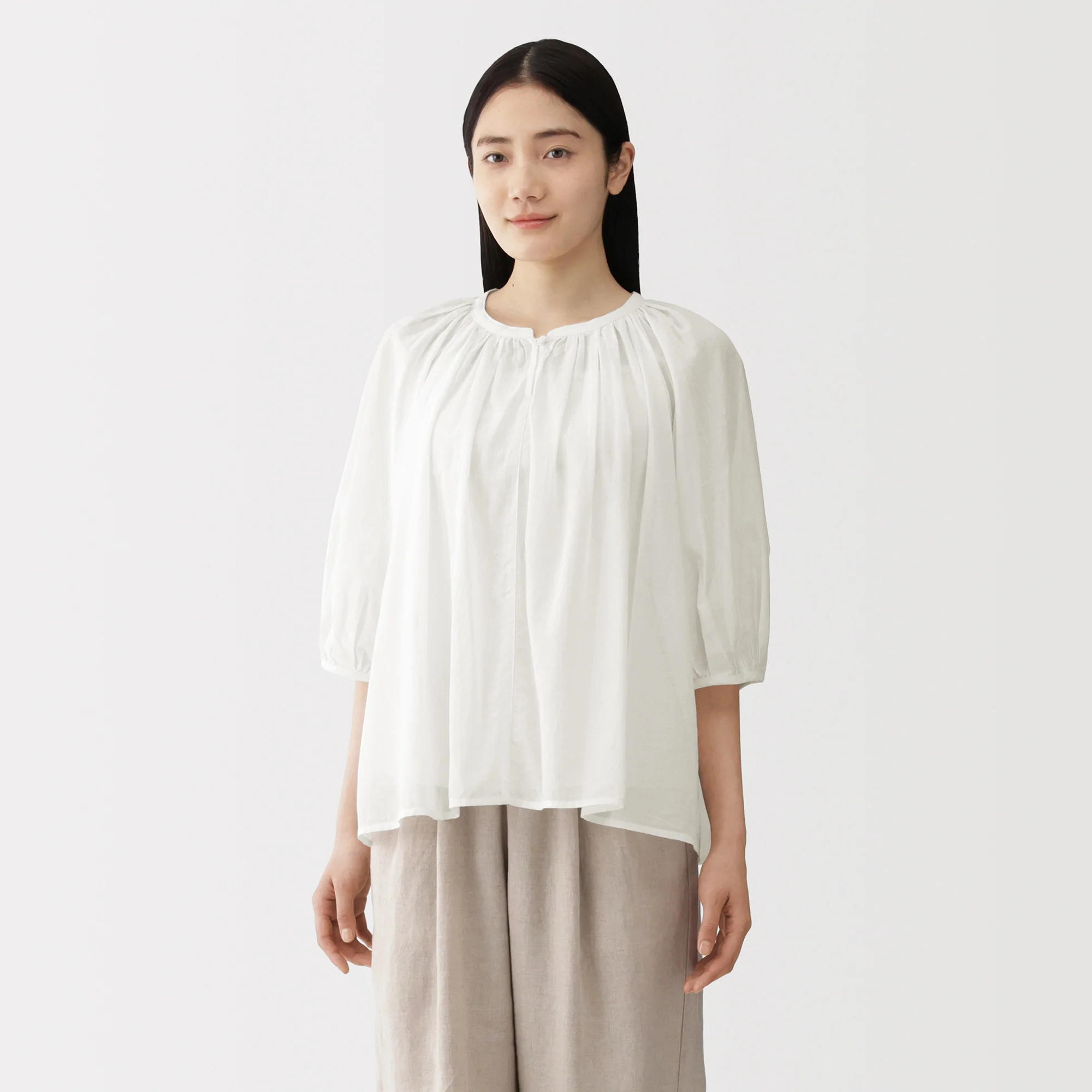 High-Twist Cotton Sheer Blouse - Image 11