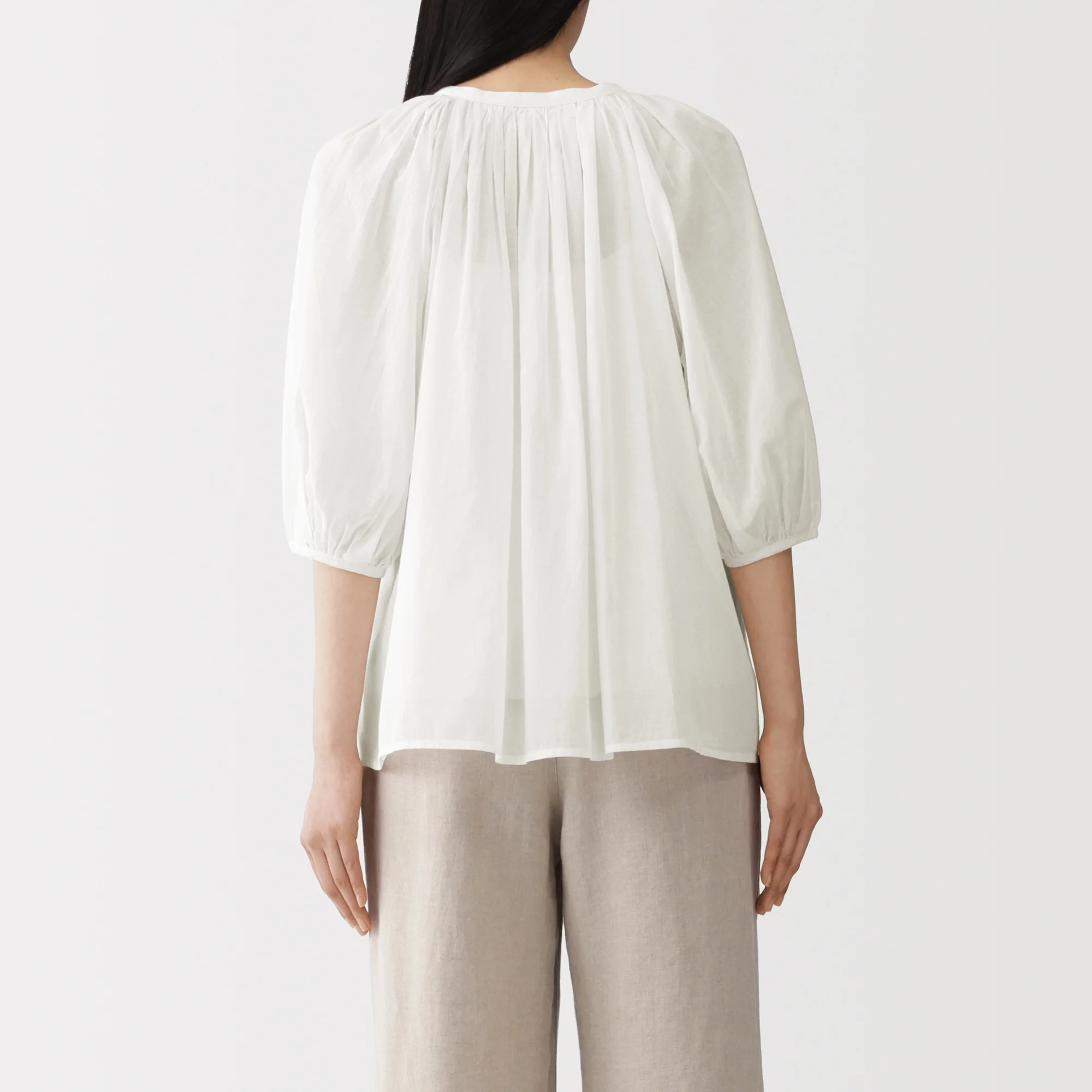 High-Twist Cotton Sheer Blouse - Image 14