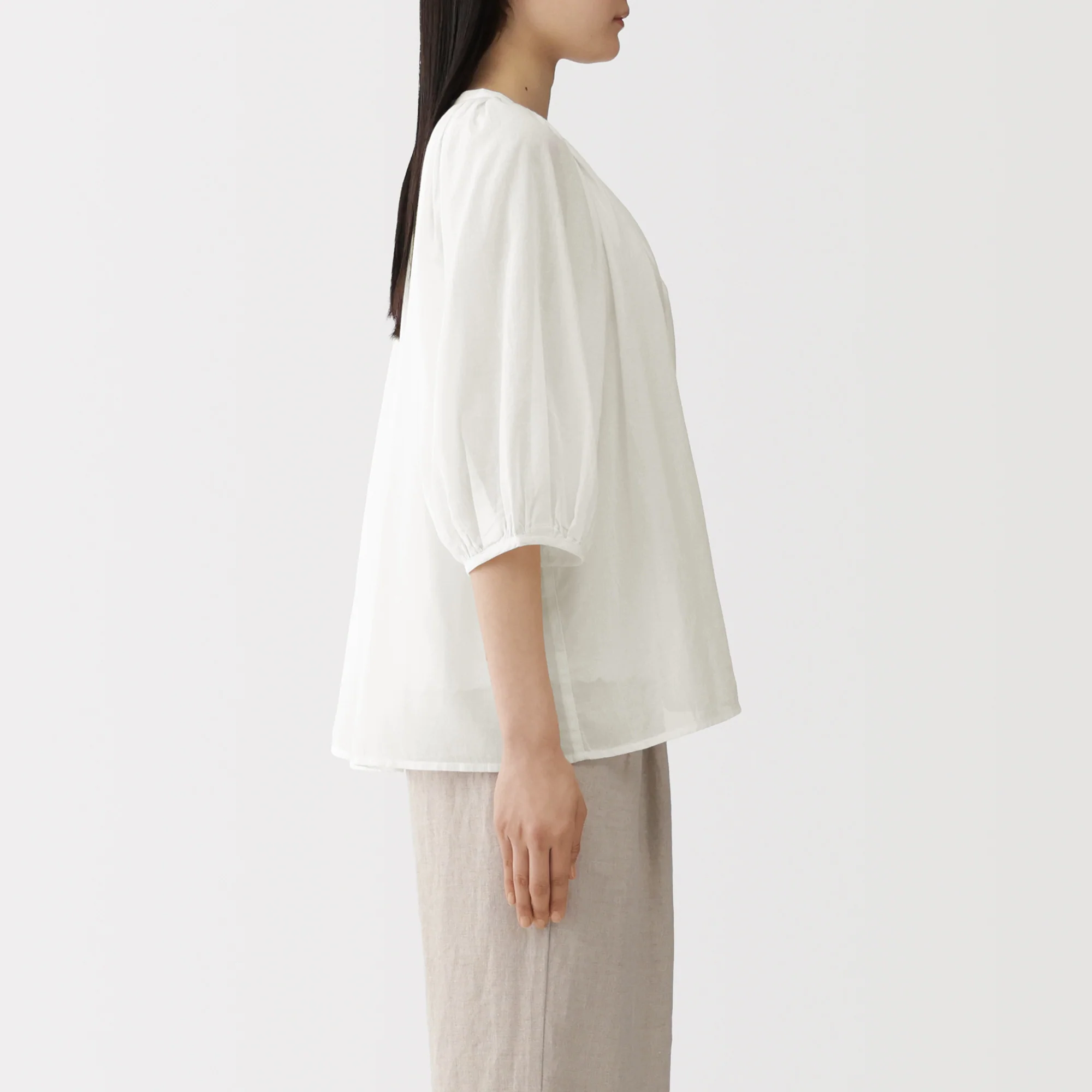 High-Twist Cotton Sheer Blouse - Image 21