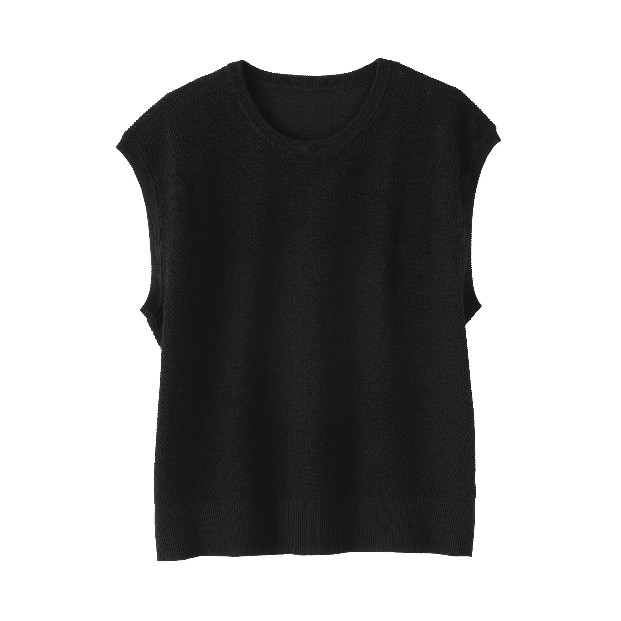 High-Twist Cotton Sleeveless Sweater - Image 2
