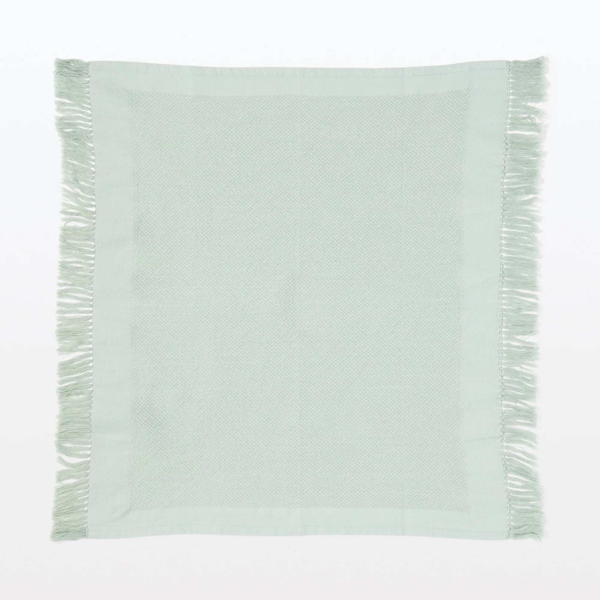 Indian Cotton Multipurpose Cloth with Fringes - Light Green - Image 3