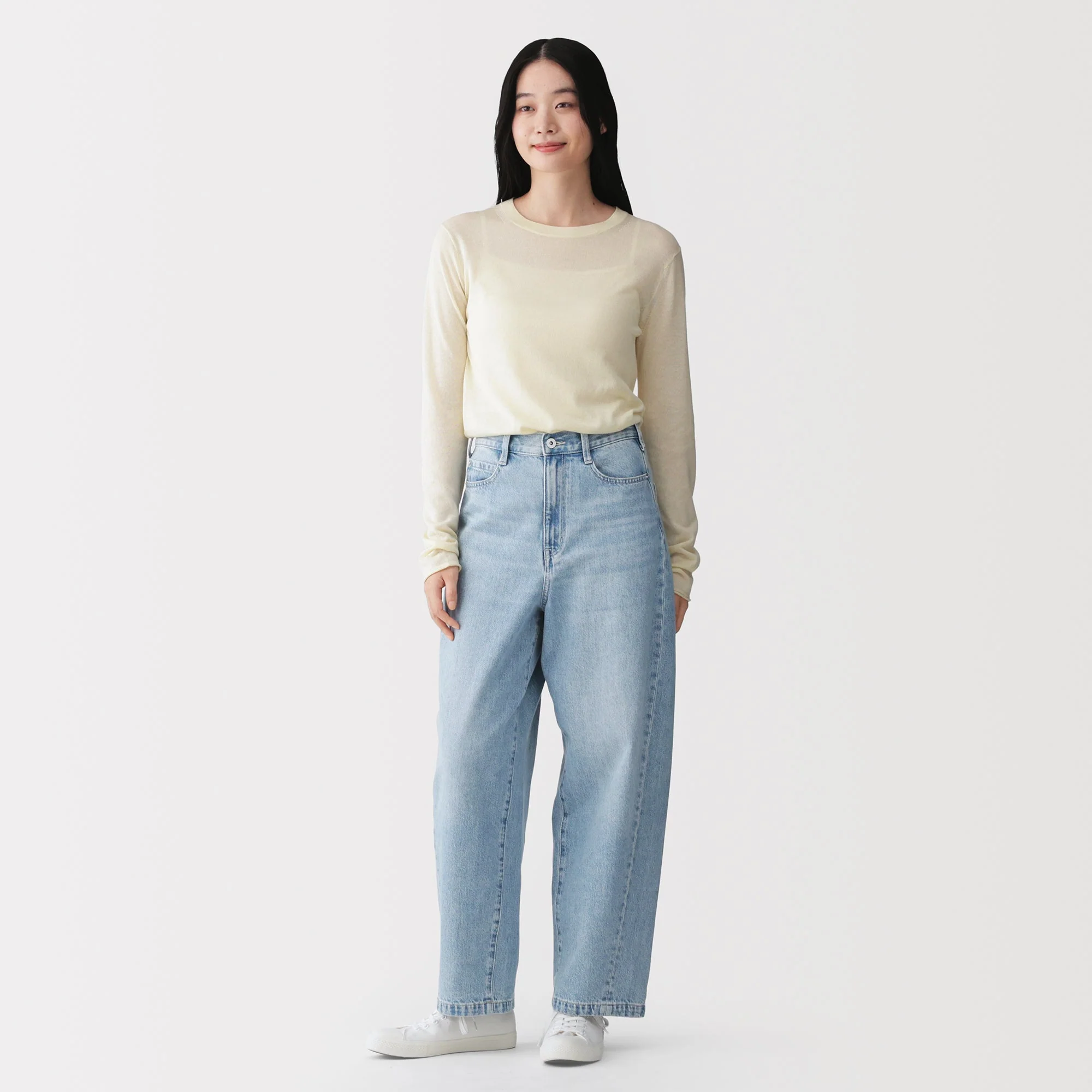 Kapok Blend Denim Cocoon Pants - Image 4