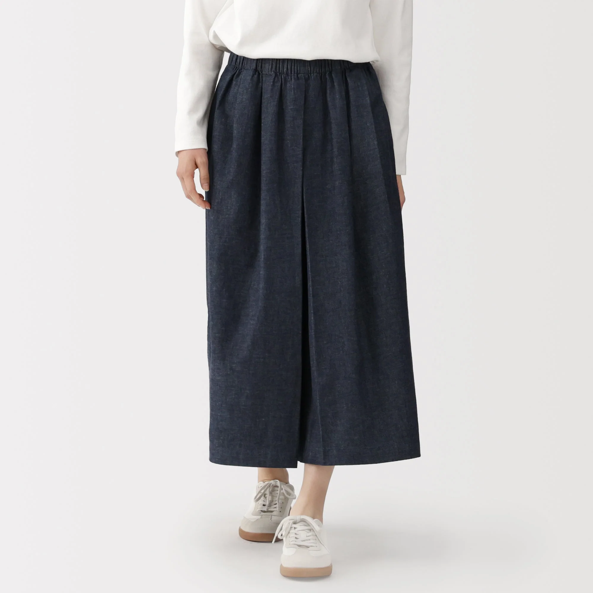 Kapok Blend Denim Skirt Pants - Image 4