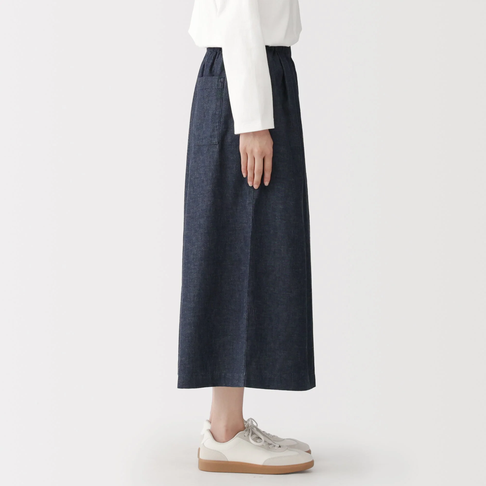 Kapok Blend Denim Skirt Pants - Image 5