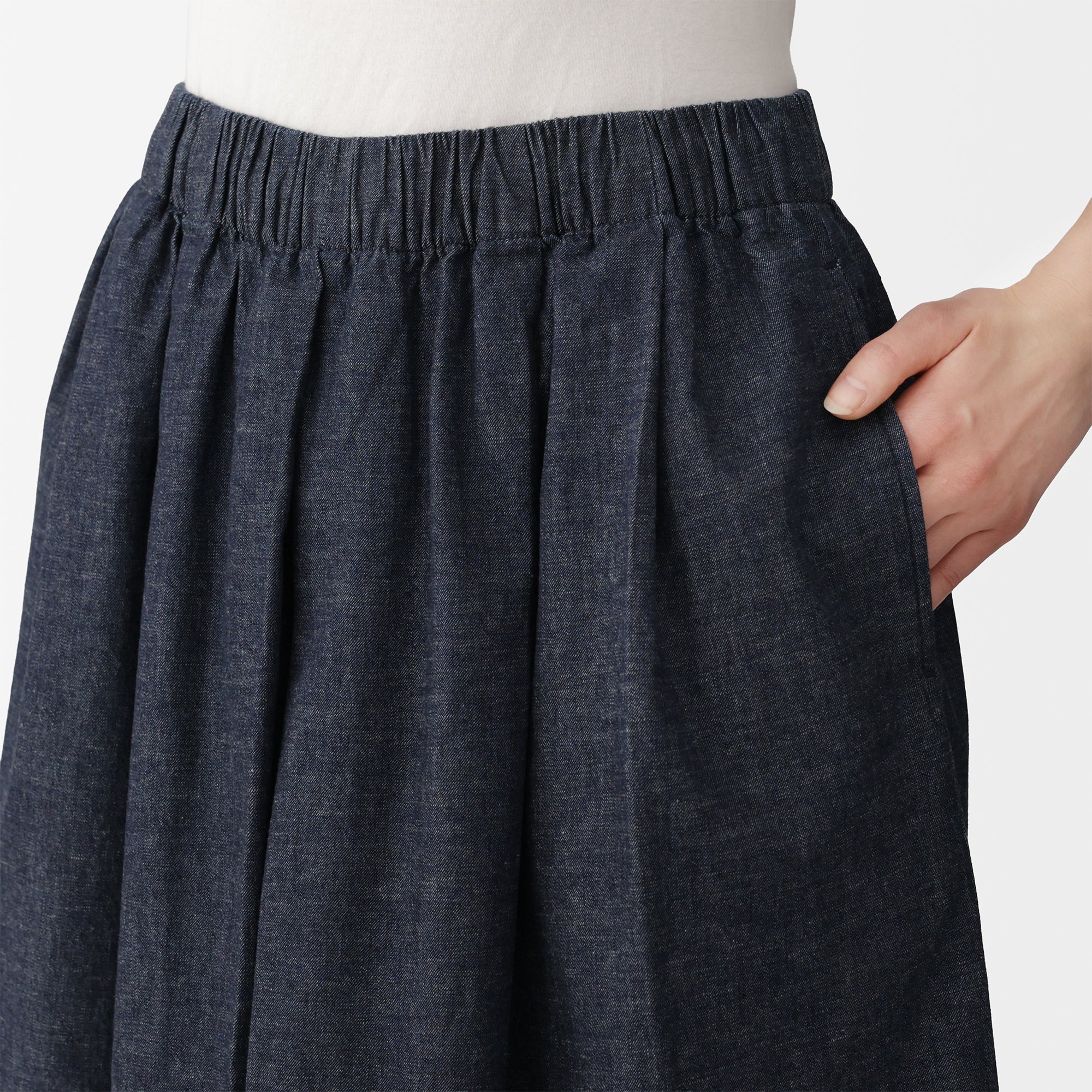 Kapok Blend Denim Skirt Pants - Image 7
