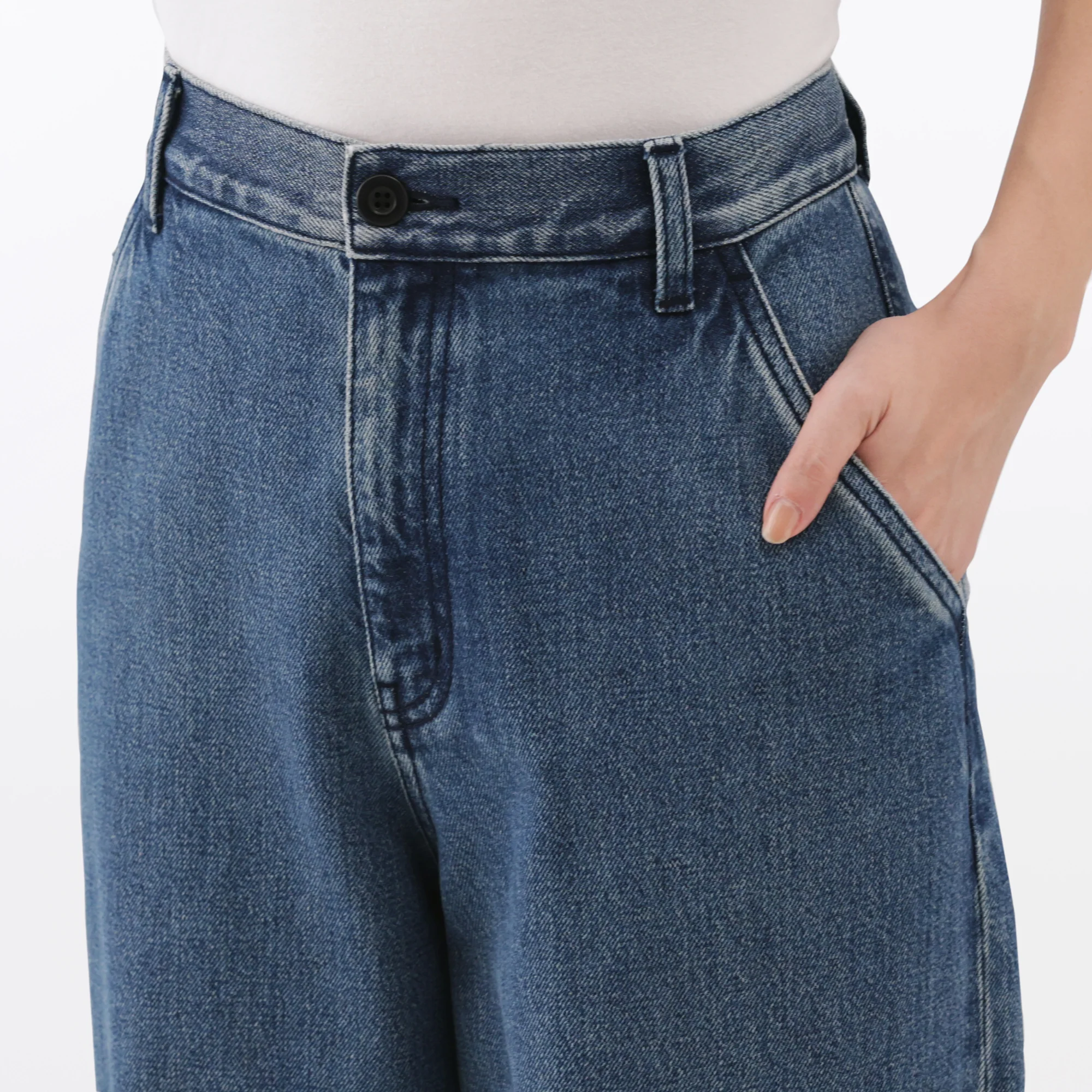 Kapok Denim Wide Tapered Pants - Image 7