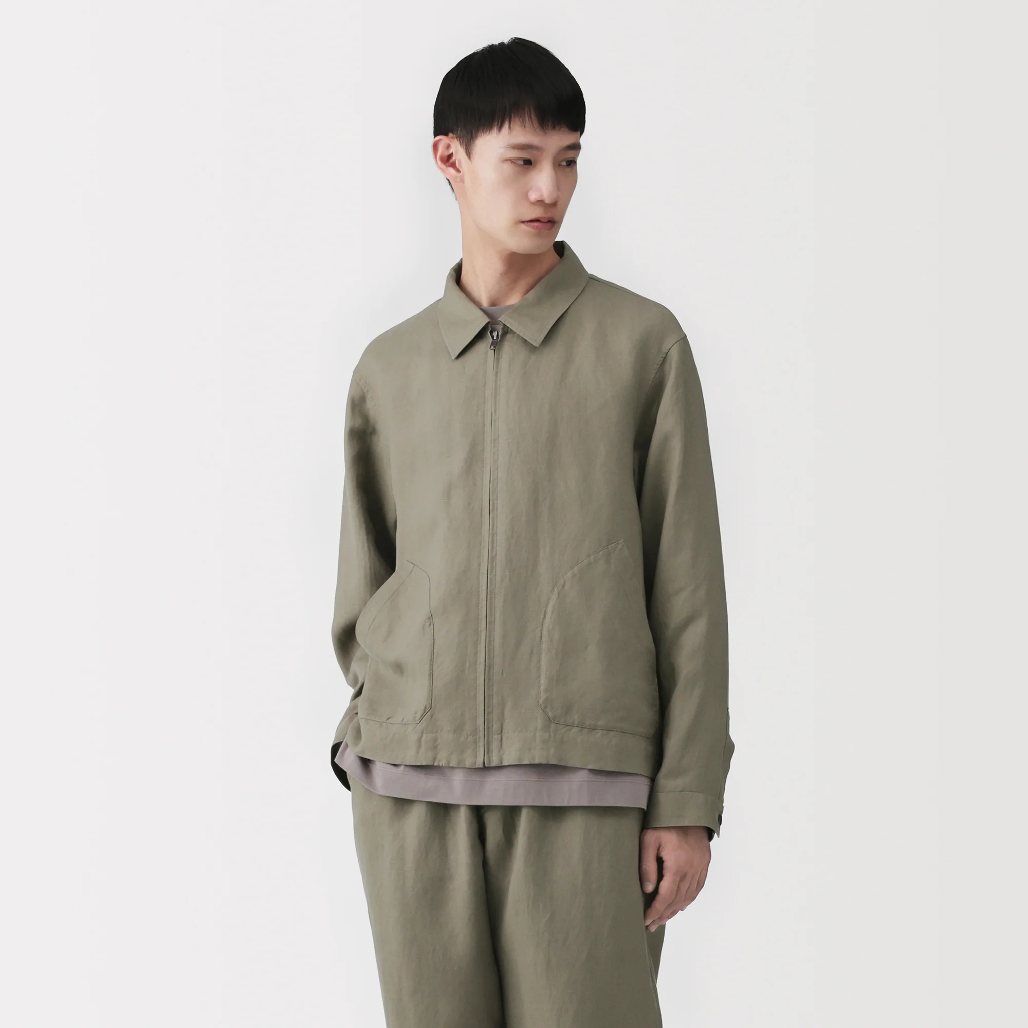 Labo Linen Lyocell Zip-Up Shirt - Image 3