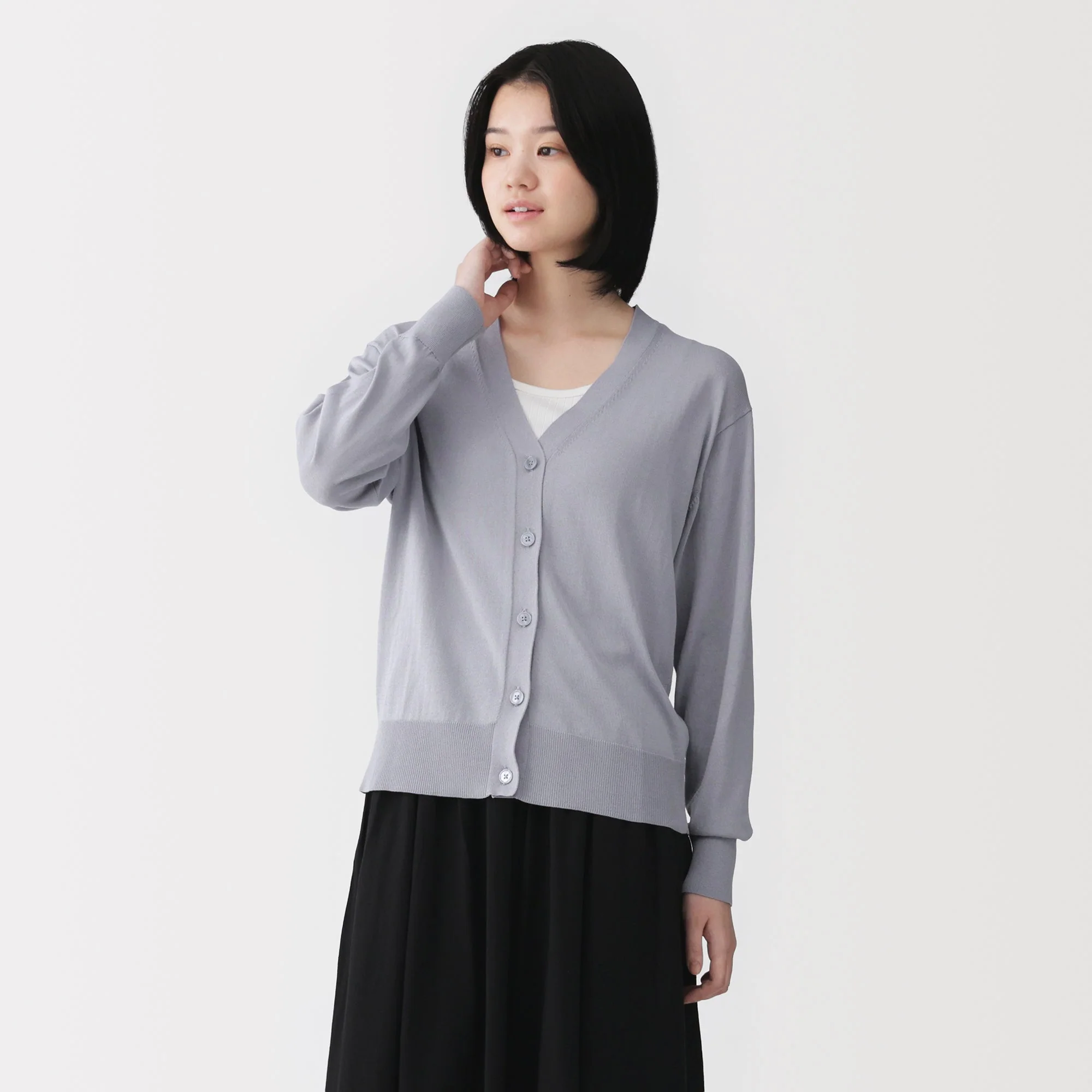 Light Knit V-Neck Cardigan - Image 3
