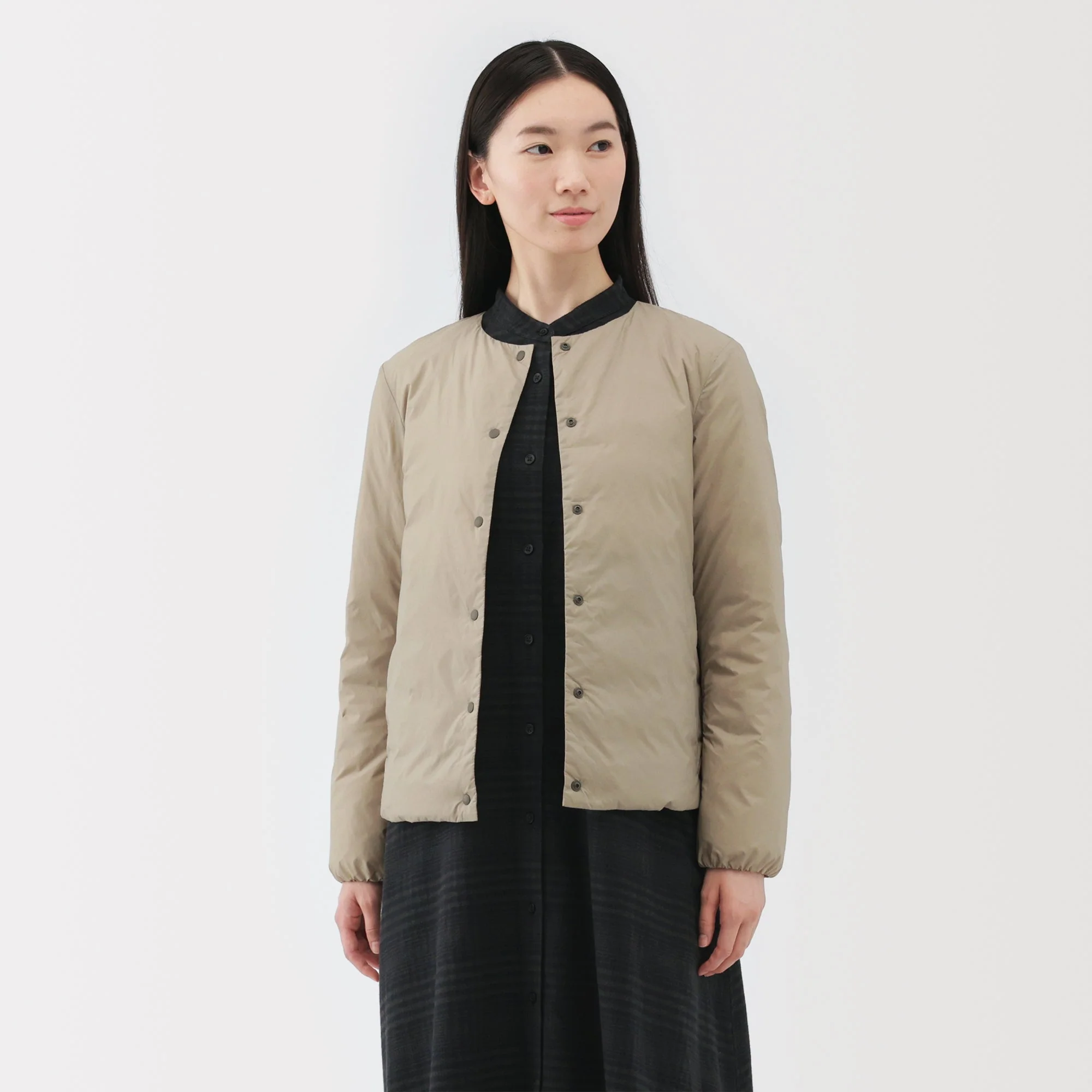 Lightweight Down Collarless Jacket - Image 13