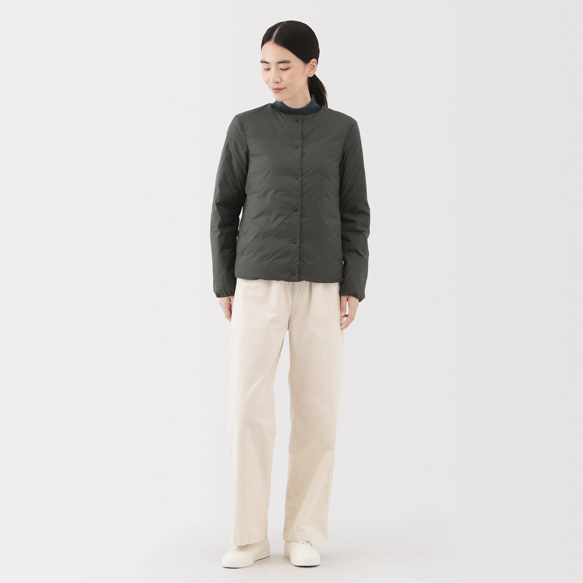 Lightweight Down Collarless Jacket - Image 36