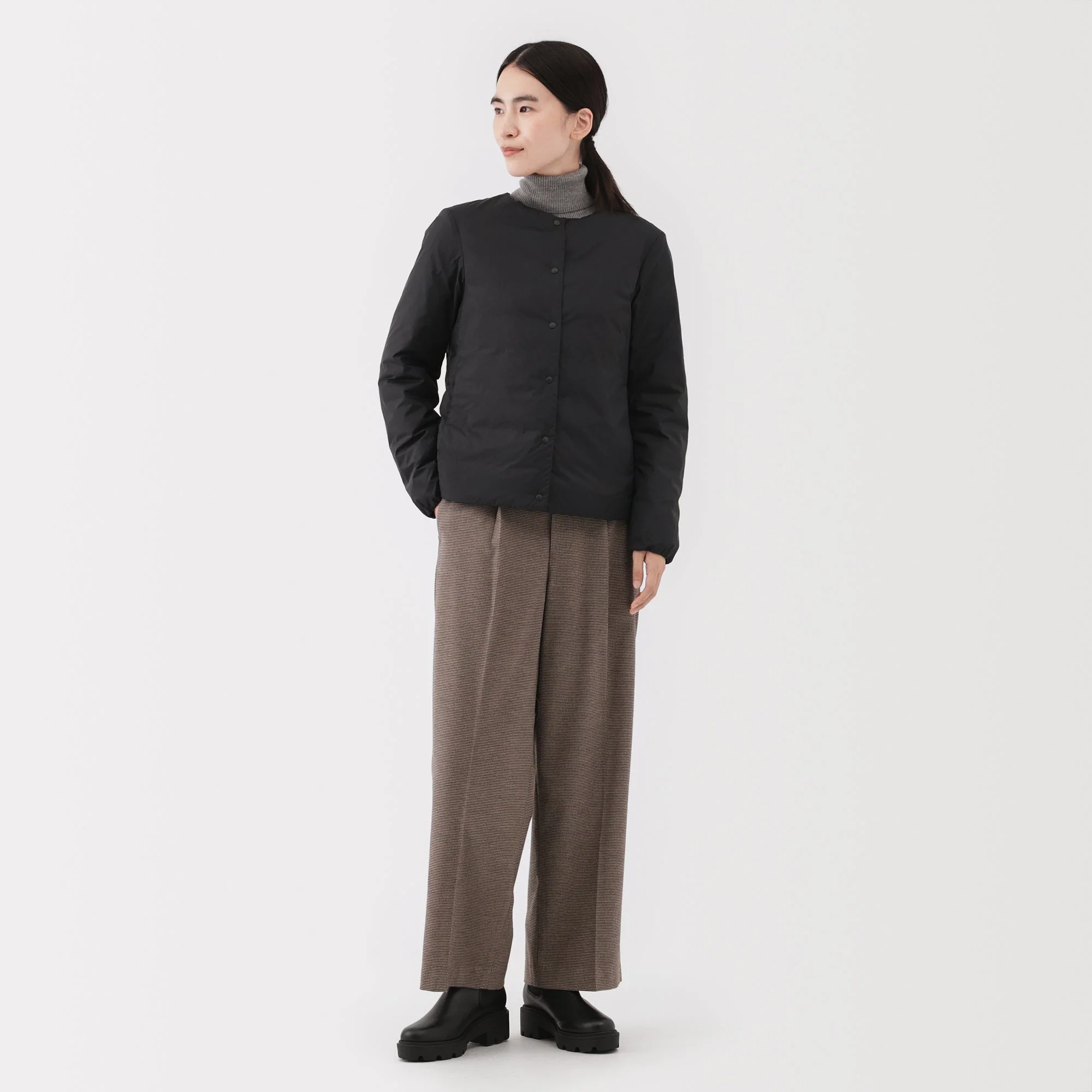 Lightweight Down Collarless Jacket - Image 39