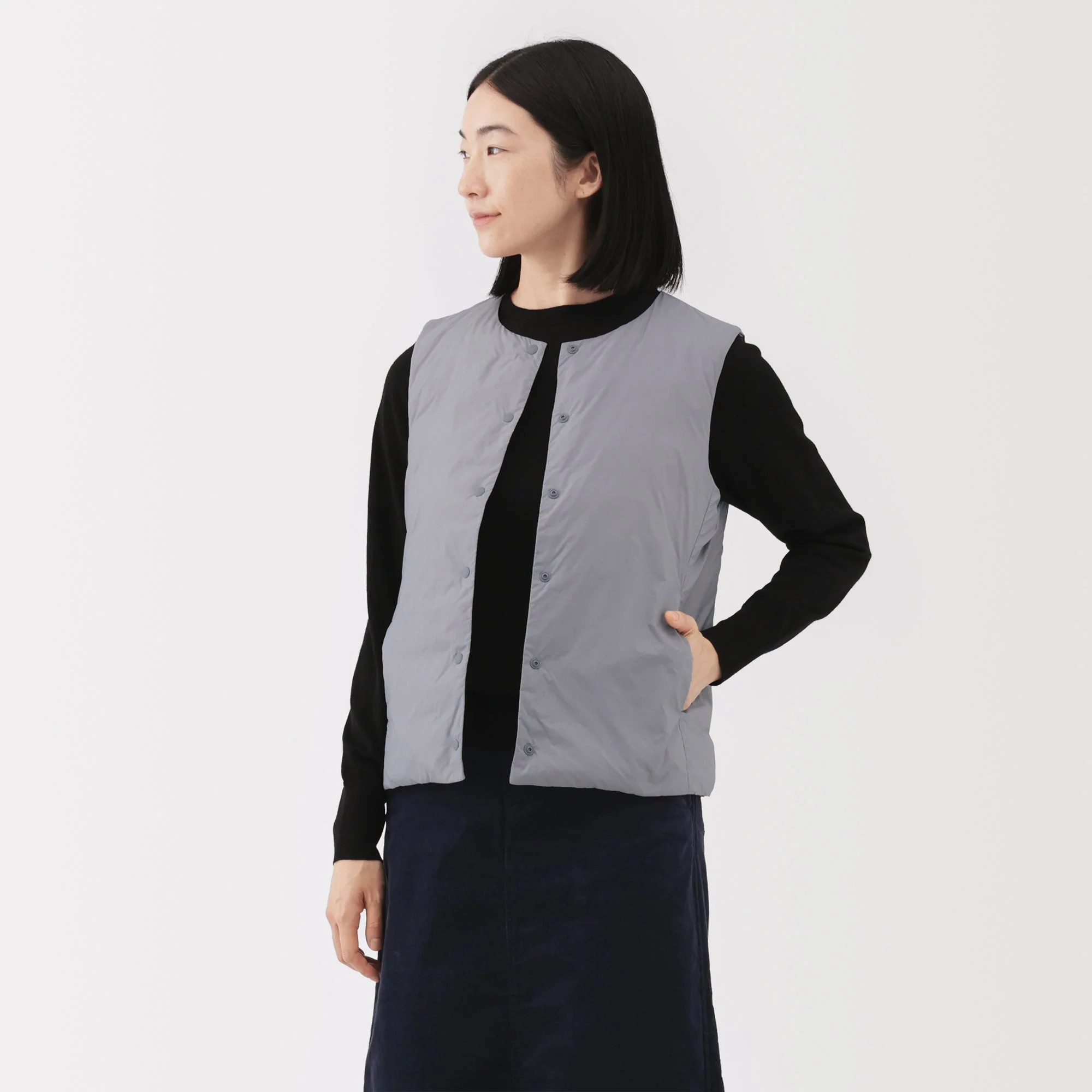 Lightweight Down Collarless Vest