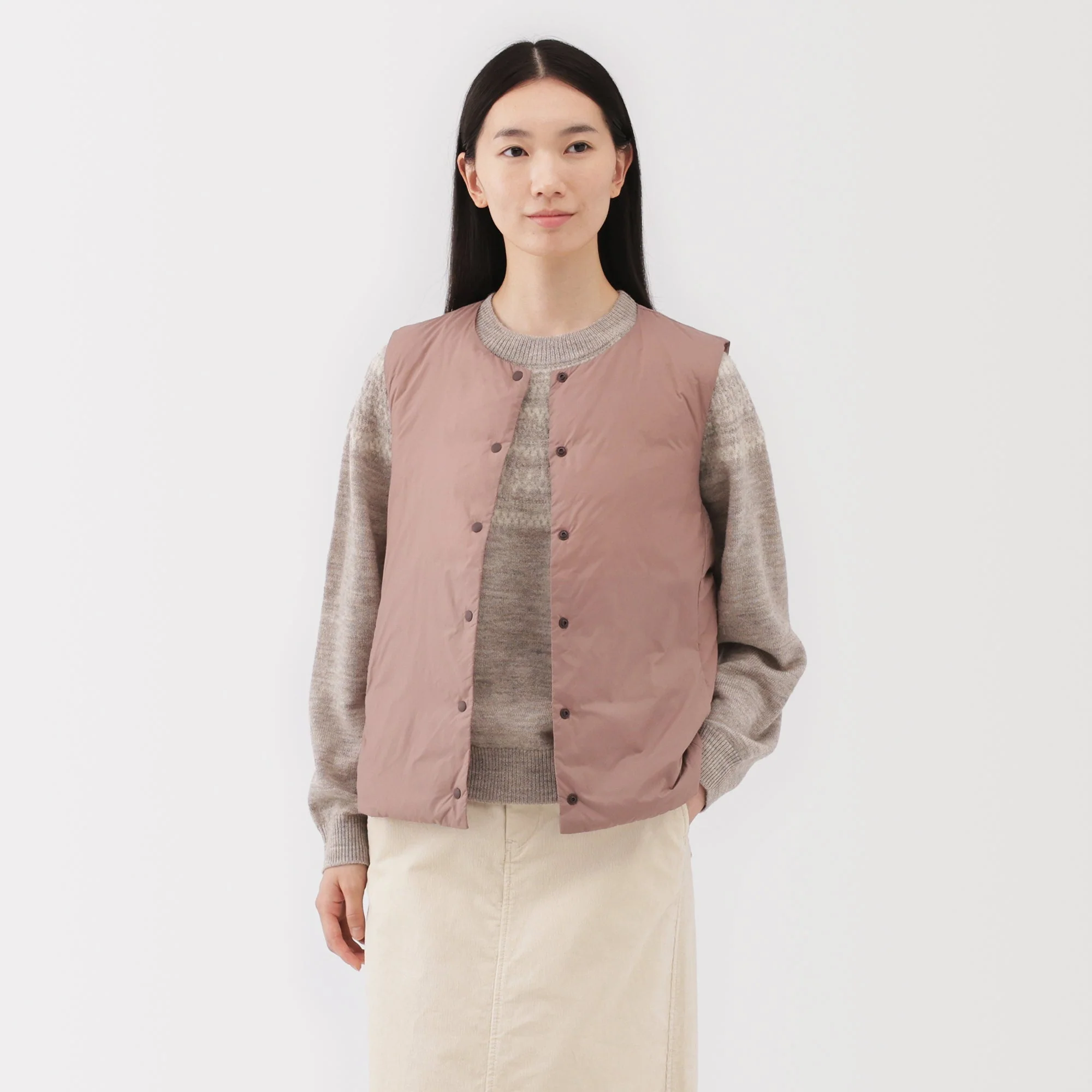 Lightweight Down Collarless Vest - Image 36