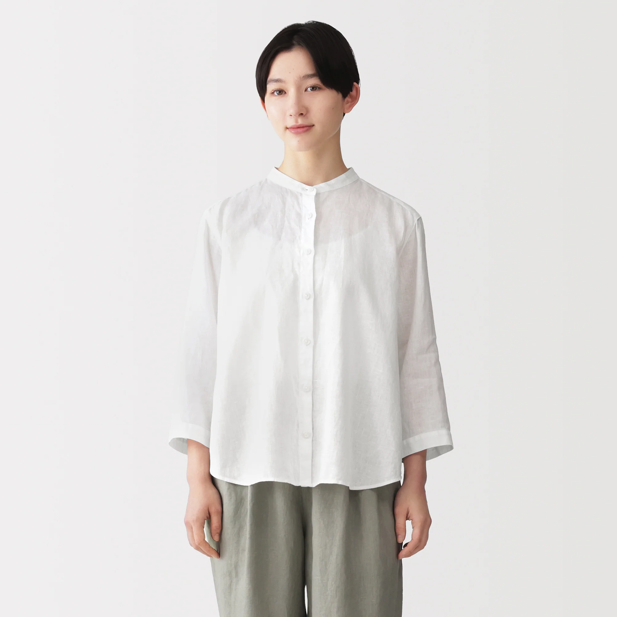 Linen 3/4 Sleeve Blouse - Image 12