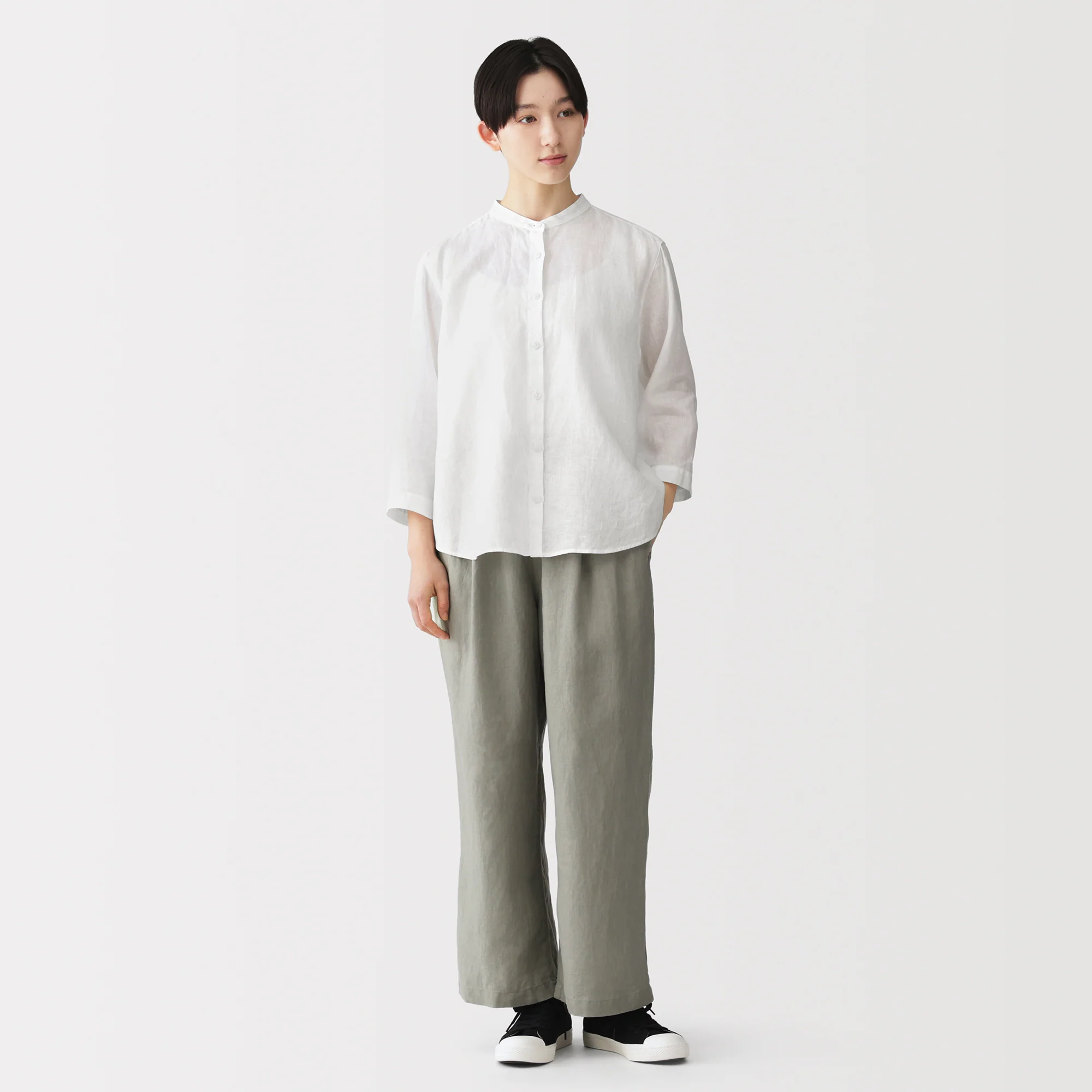 Linen 3/4 Sleeve Blouse - Image 13