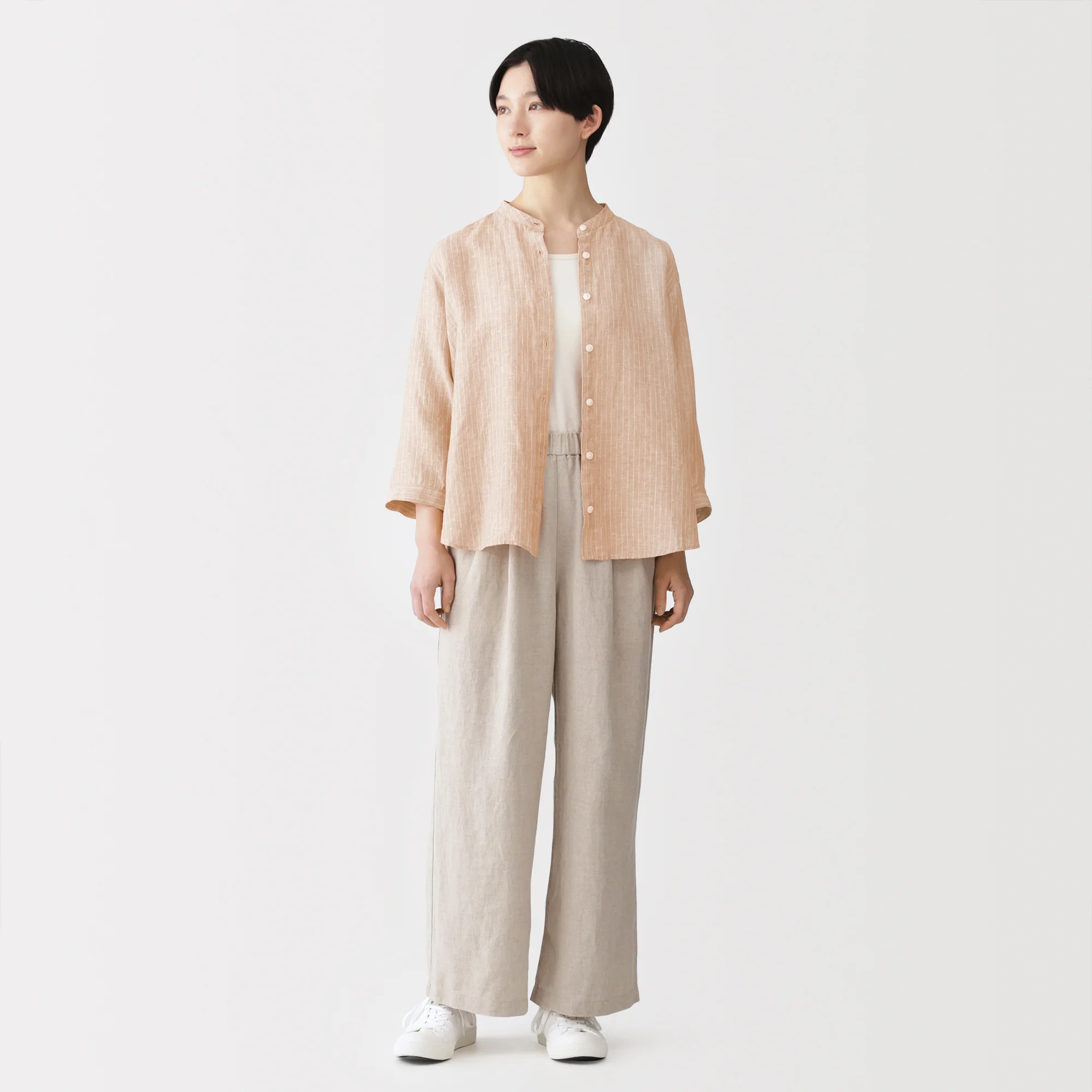 Linen 3/4 Sleeve Blouse - Image 31
