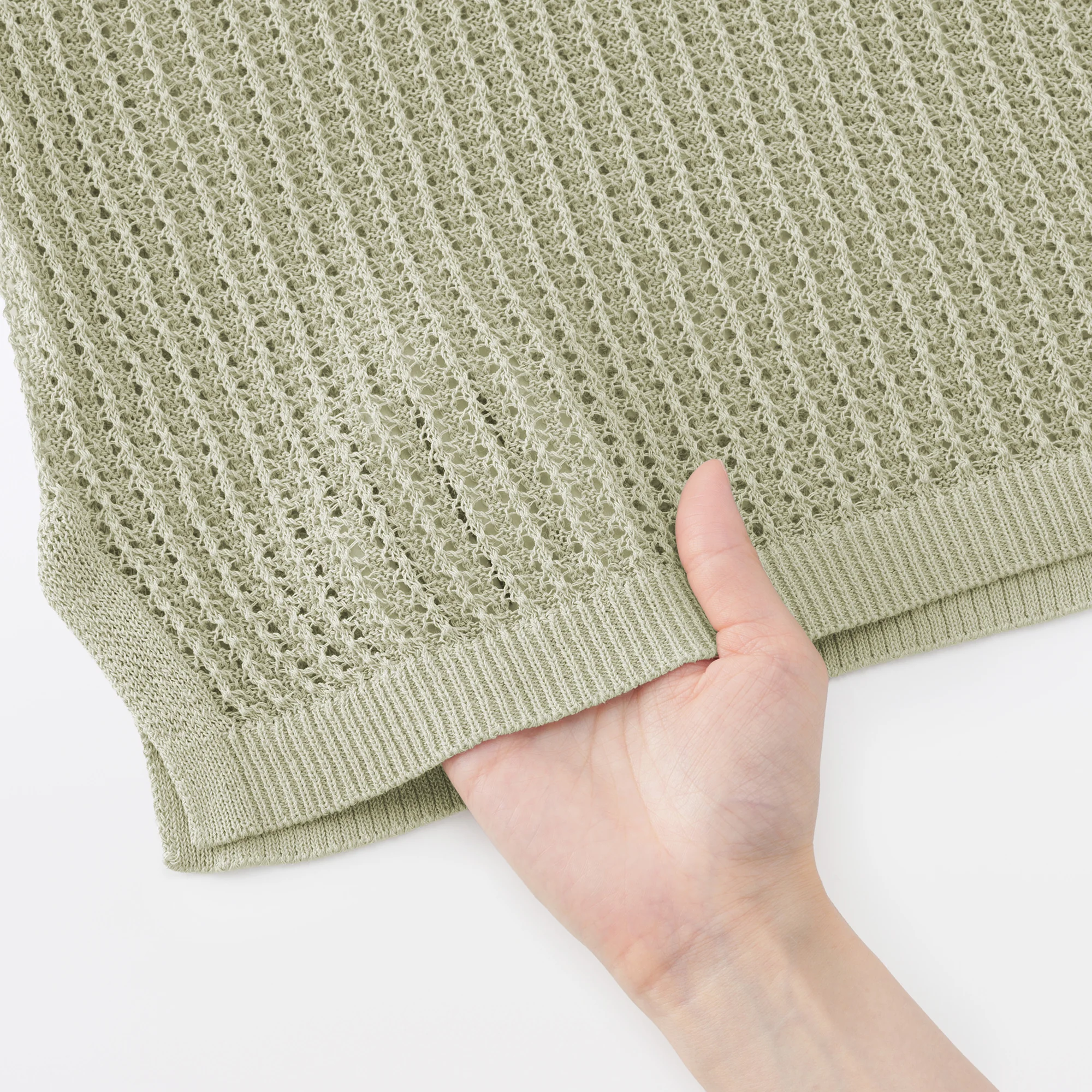 Linen Blend Mesh Wide Sweater - Image 10